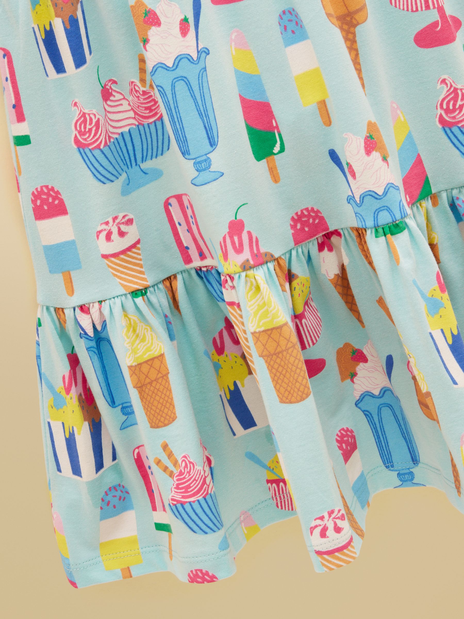Girls' Nellie Ice Cream Print Short Sleeve Tiered Jersey Dress - Image 5 of 5
