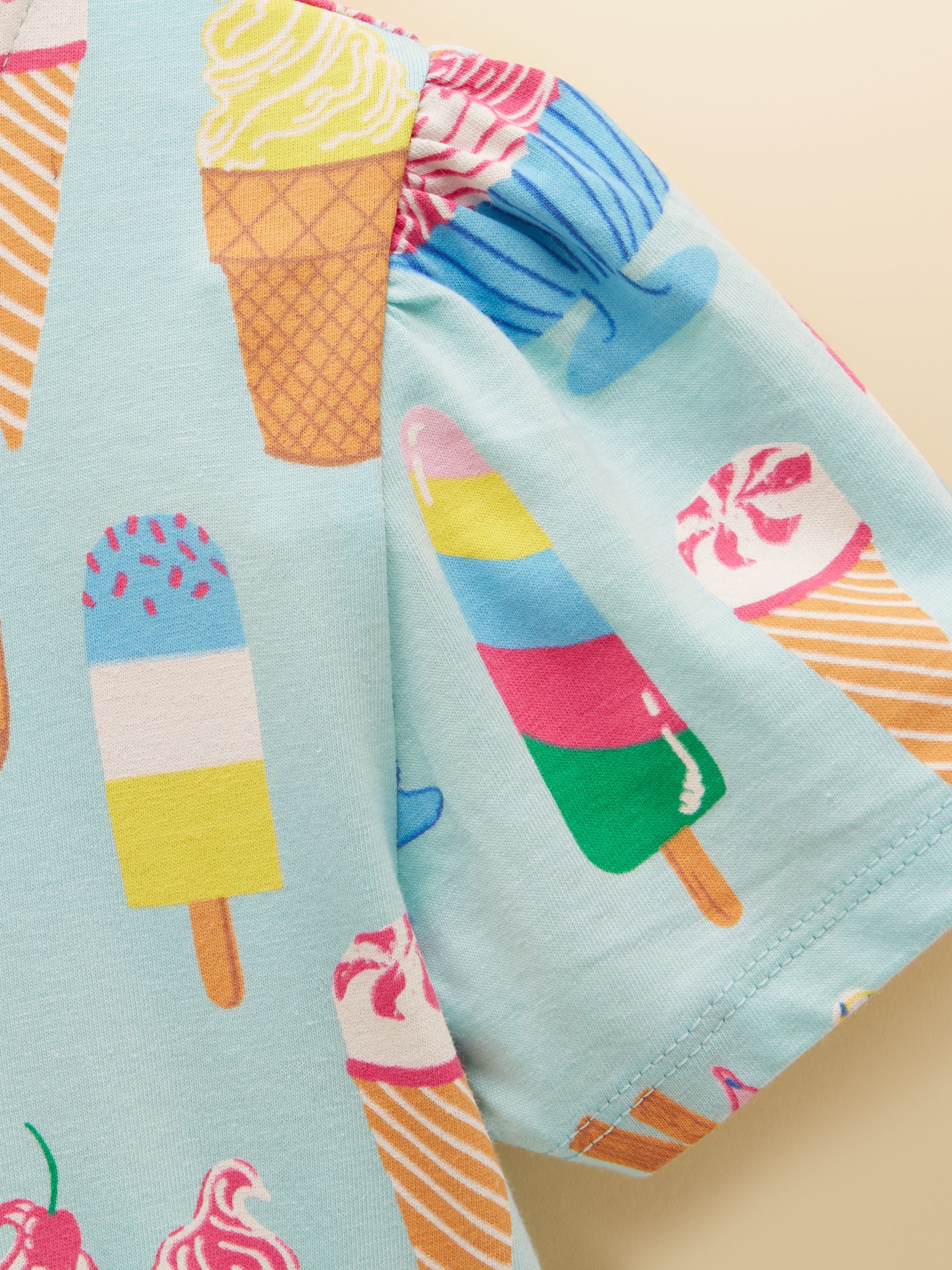 Girls' Nellie Blue Ice Cream Short Sleeve Tiered Jersey Dress - Image 6 of 7