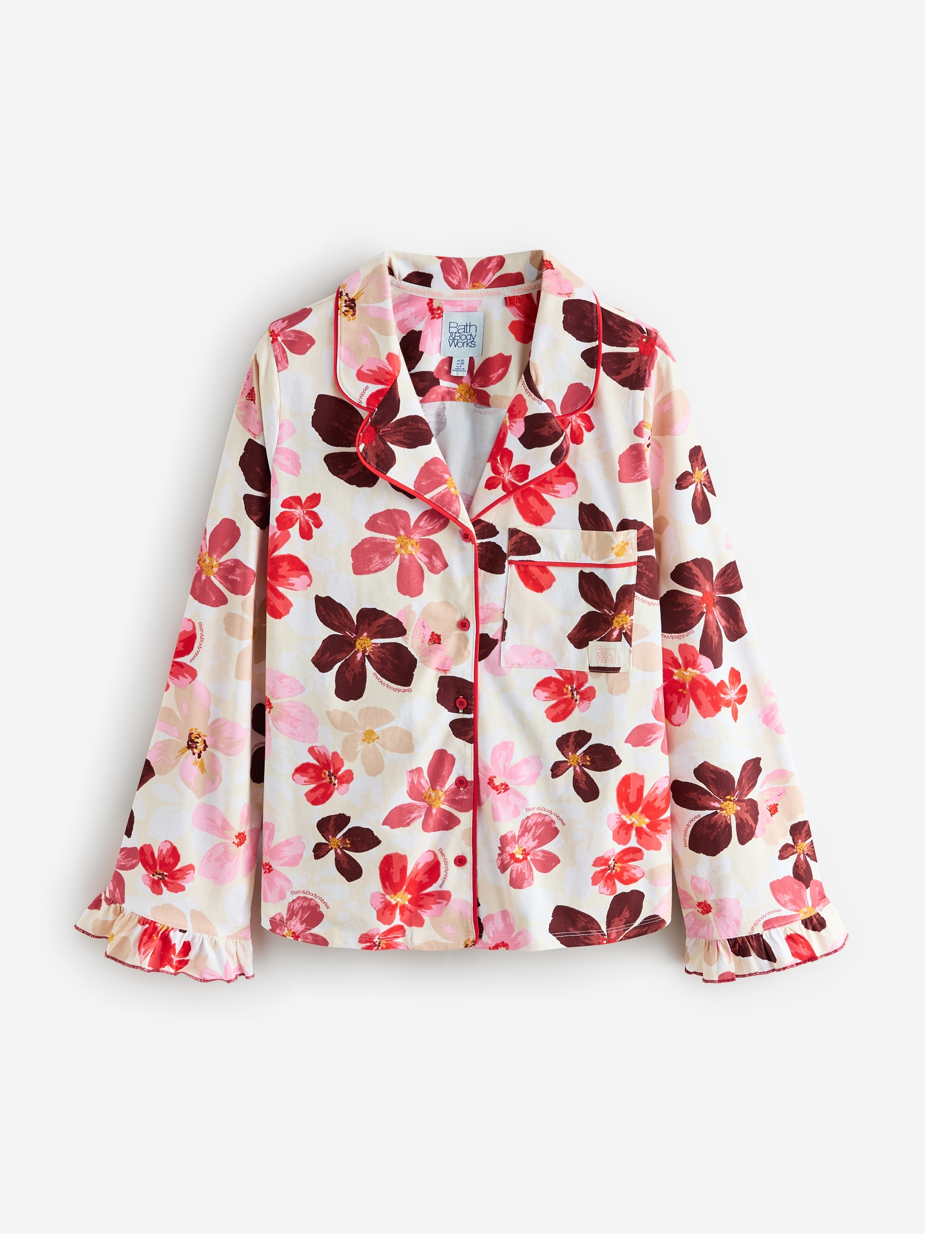 Coral Bloom Long Sleeve Button Through Shorts Set - Image 6 of 9