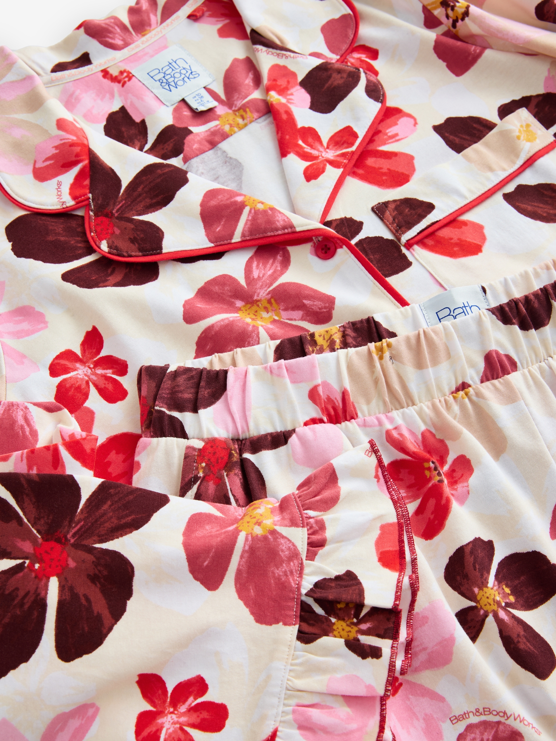 Coral Bloom Long Sleeve Button Through Shorts Set - Image 9 of 9