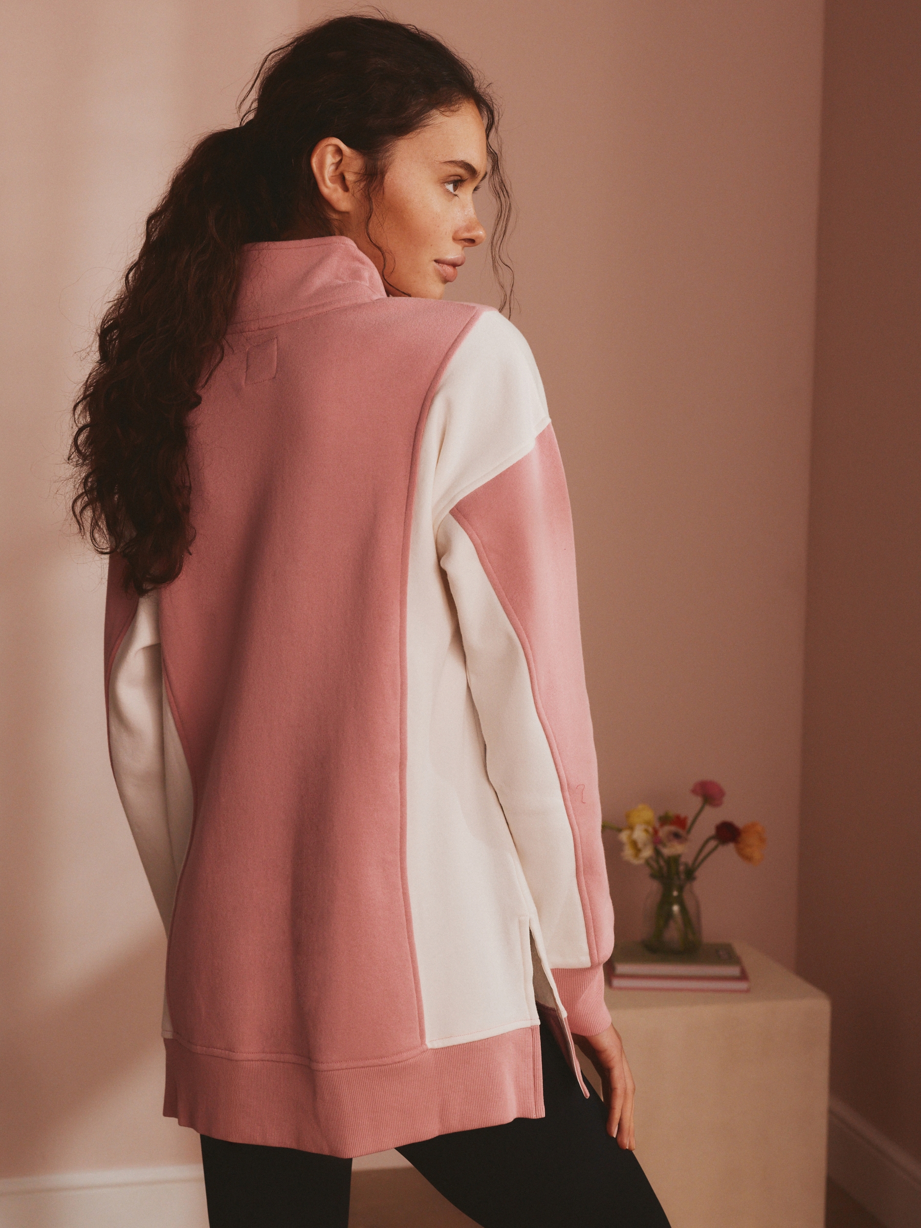 Pink Quarter Zip Long Line Sweat Top - Image 4 of 6