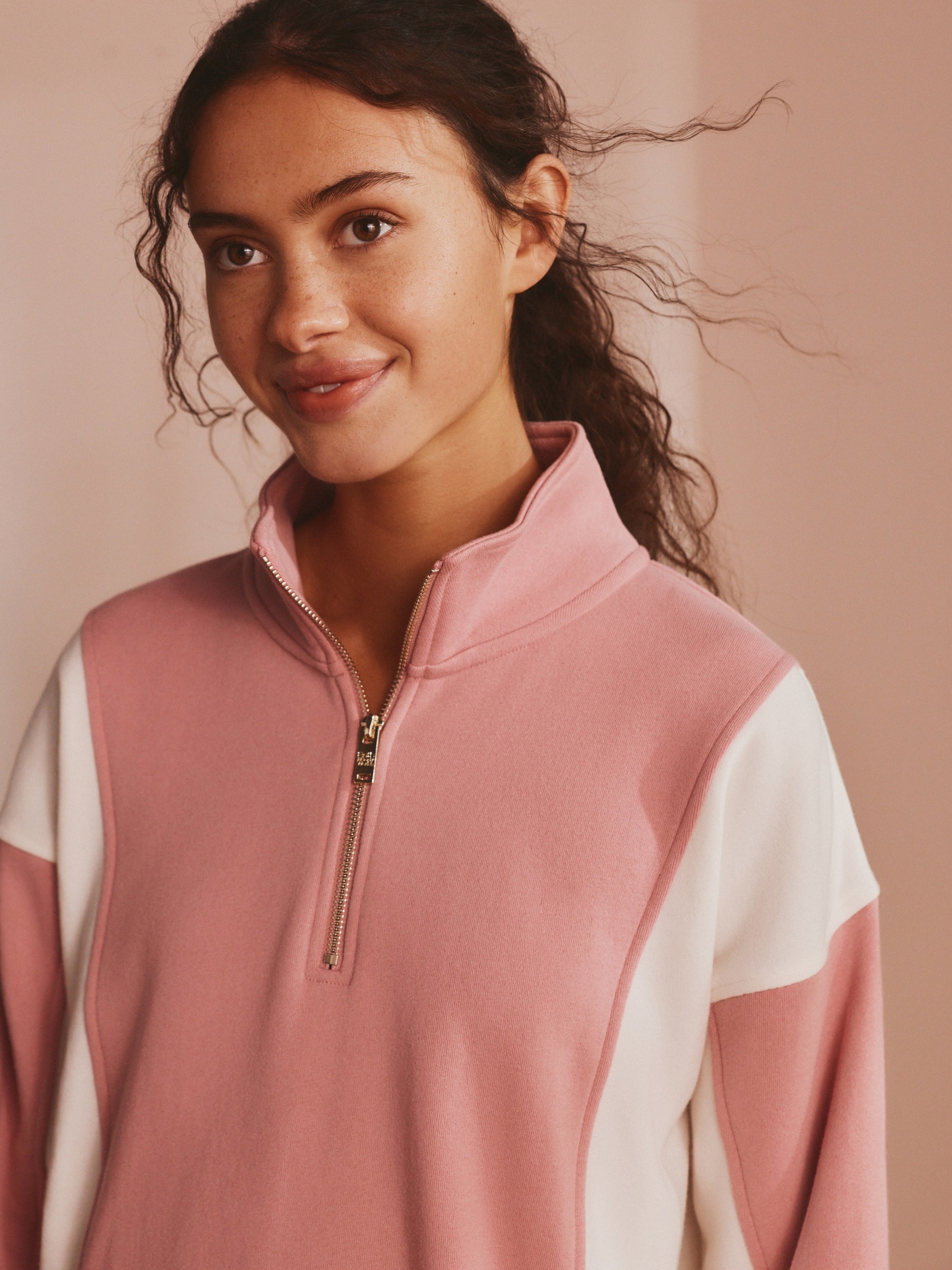Pink Quarter Zip Long Line Sweat Top - Image 5 of 6