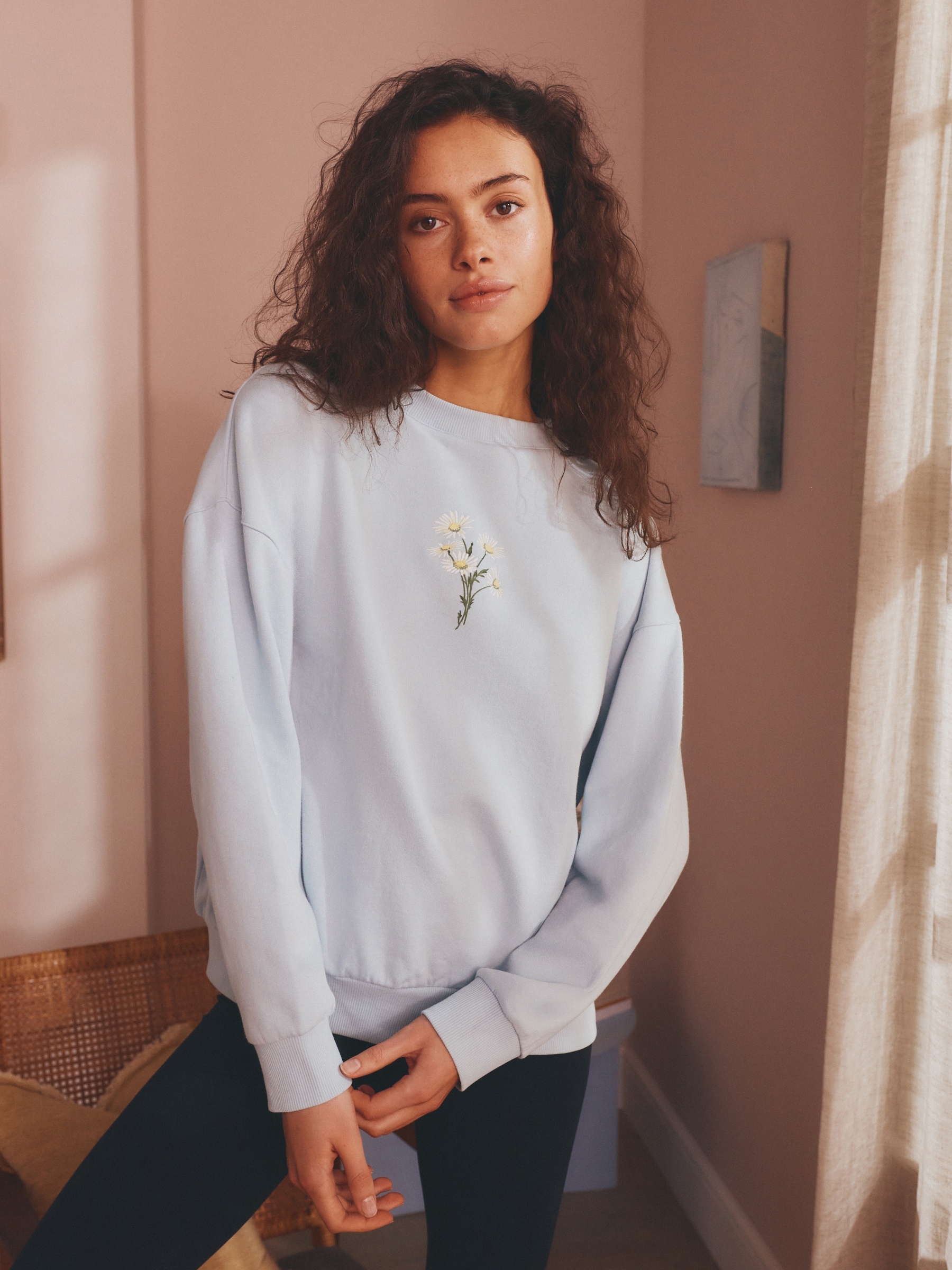 Blue Daisies Crew Neck Sweatshirt - Image 1 of 8