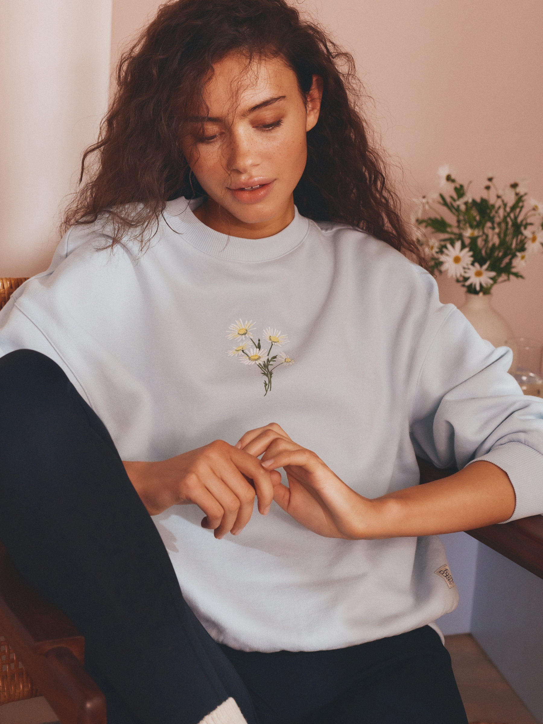 Blue Daisies Crew Neck Sweatshirt - Image 2 of 8