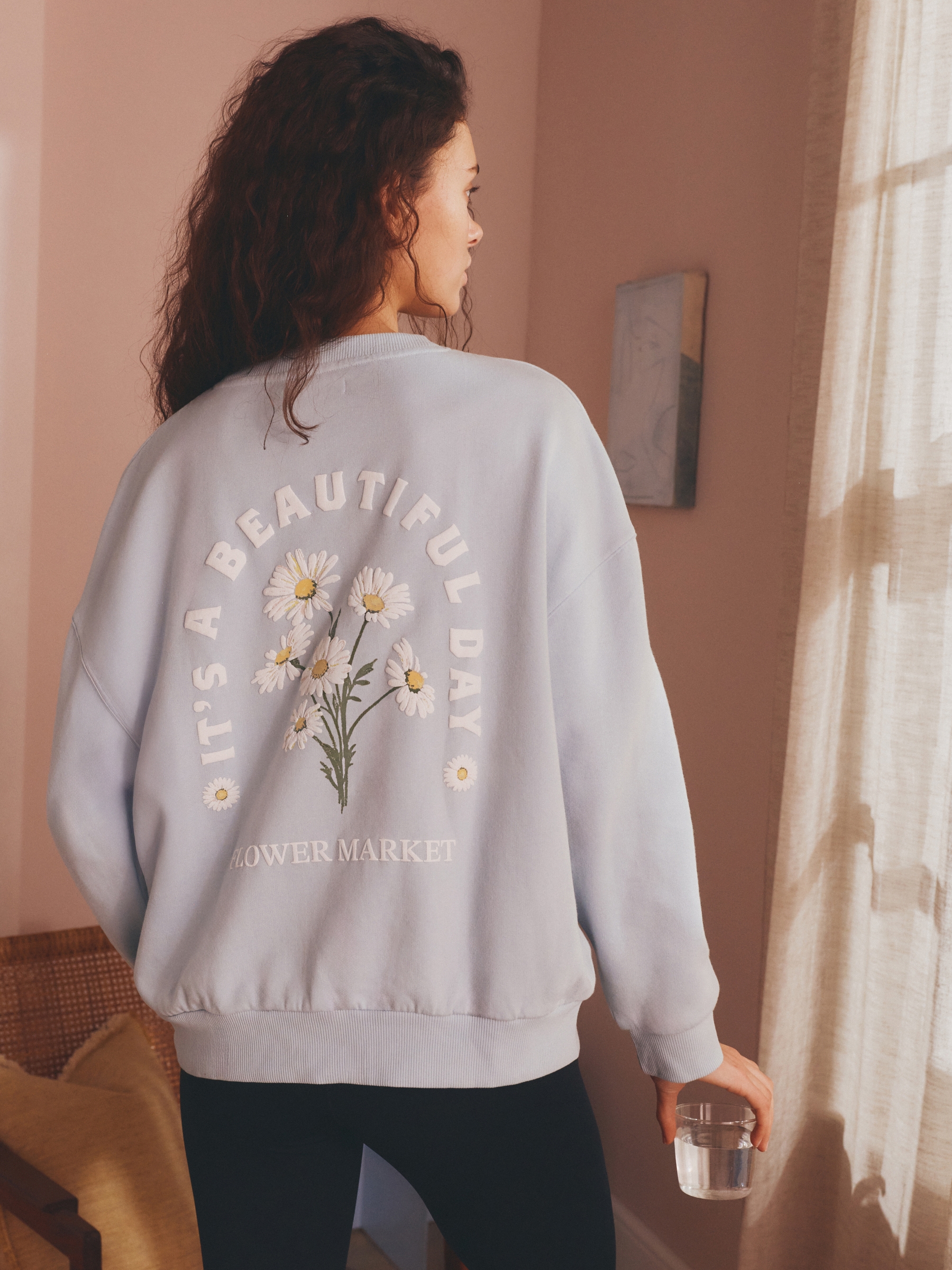Blue Daisies Crew Neck Sweatshirt - Image 3 of 8