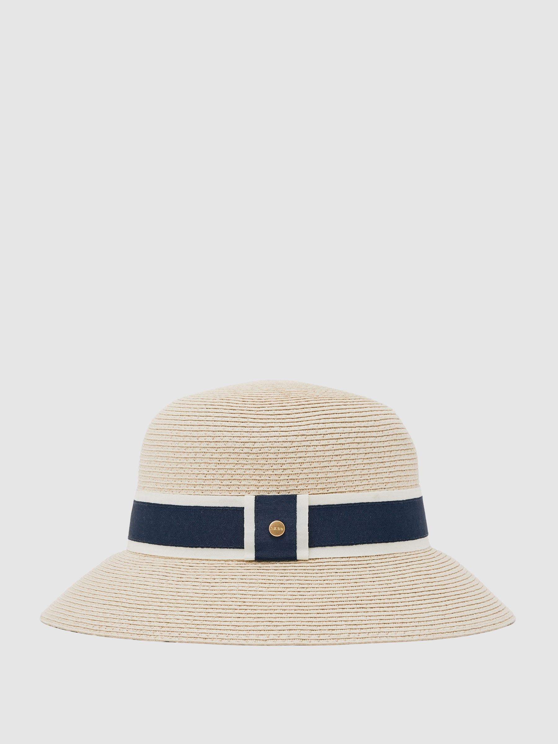 Ribbon-Trim Straw-Effect Hat in Natural - image 2