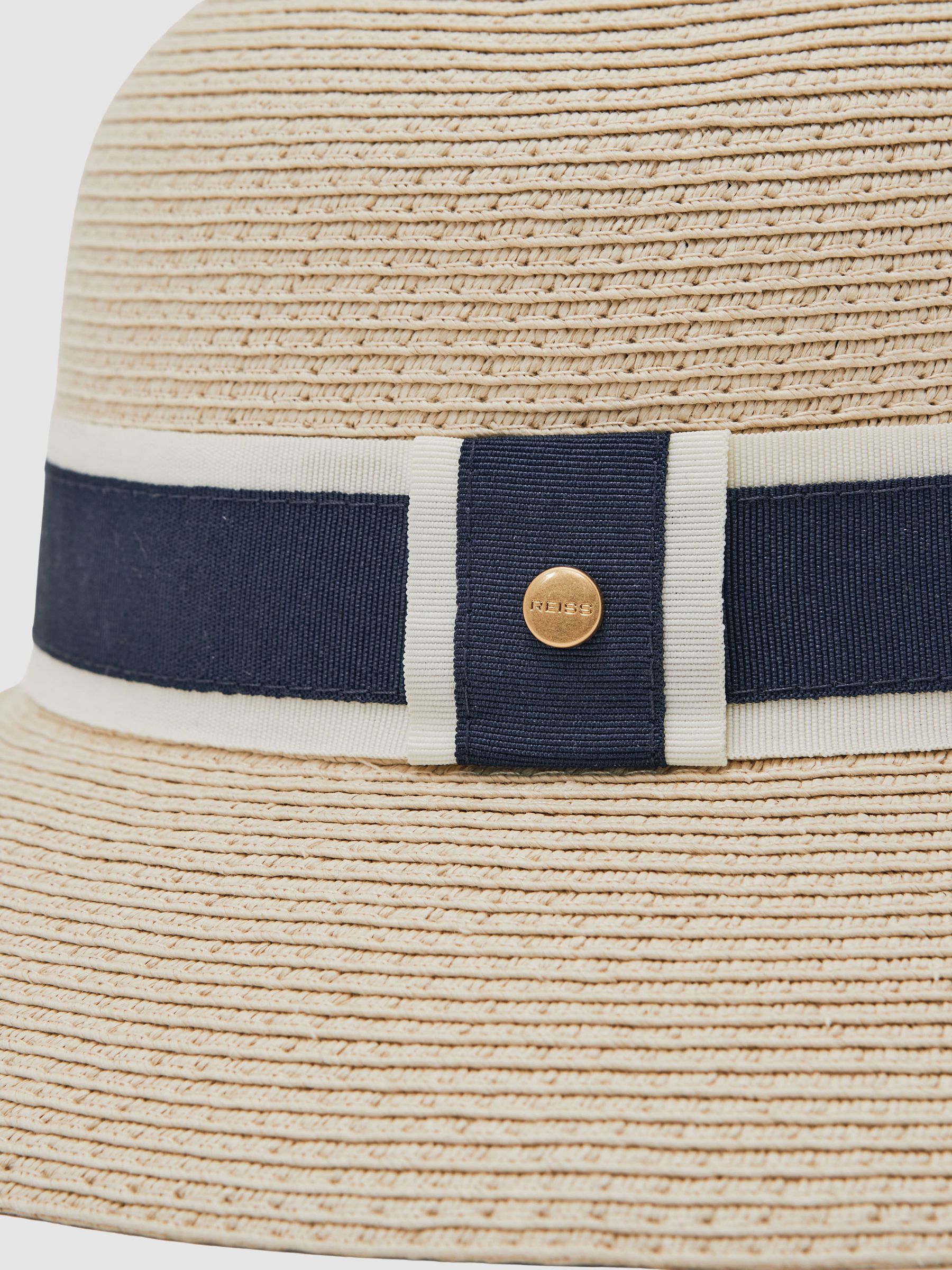 Ribbon-Trim Straw-Effect Hat in Natural - image 1