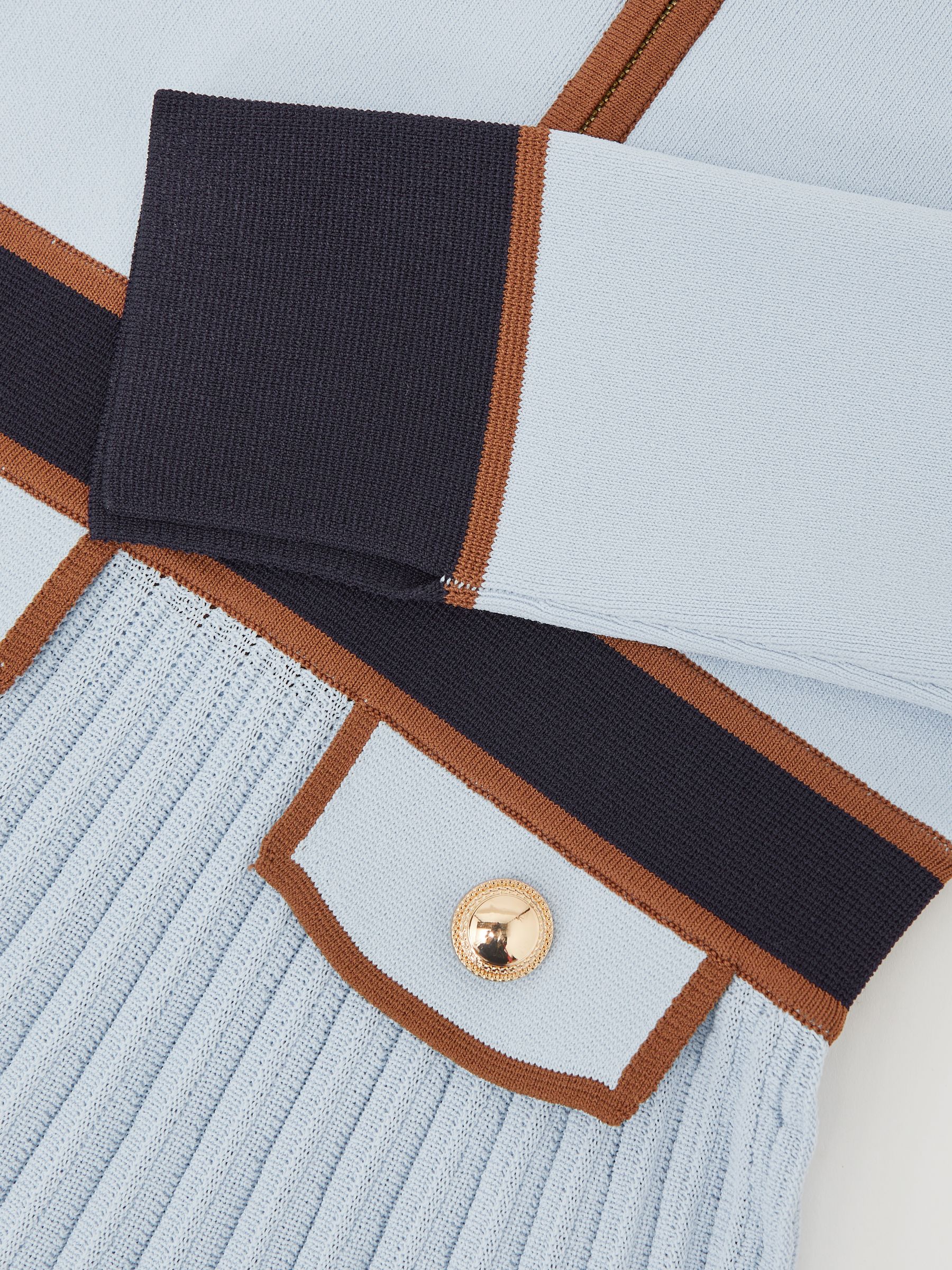 13-14 yrs Pleated Tipped Knit Dress in Pale Blue - Image 4 of 4