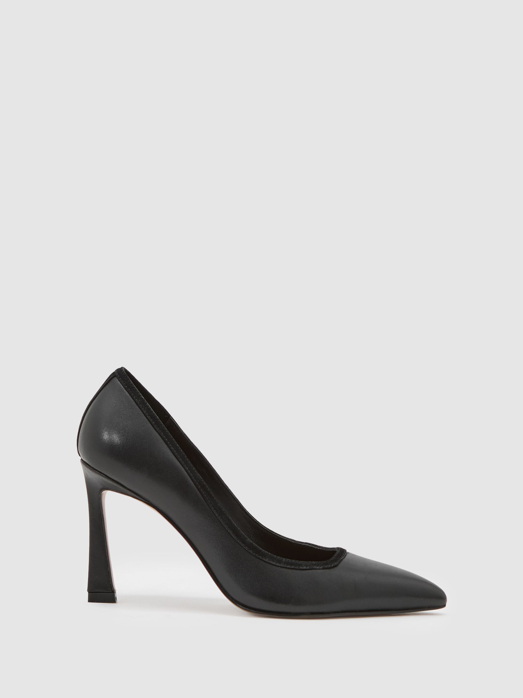 Leather Tapered-Heel Court Shoes in Black - Image 1 of 4