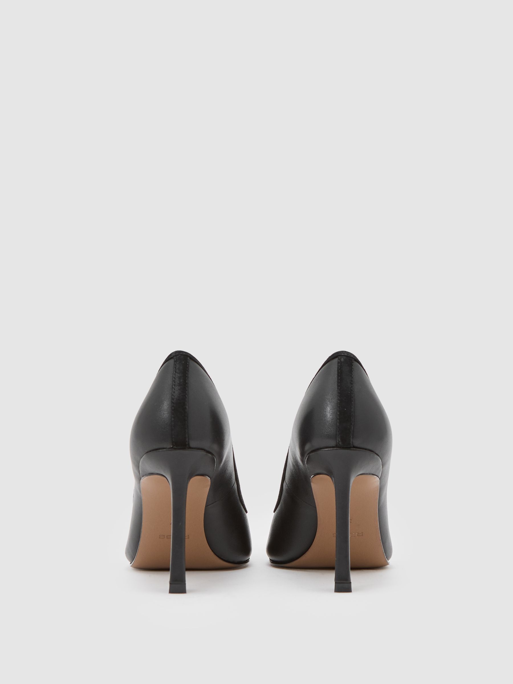 Leather Tapered-Heel Court Shoes in Black - Image 3 of 4