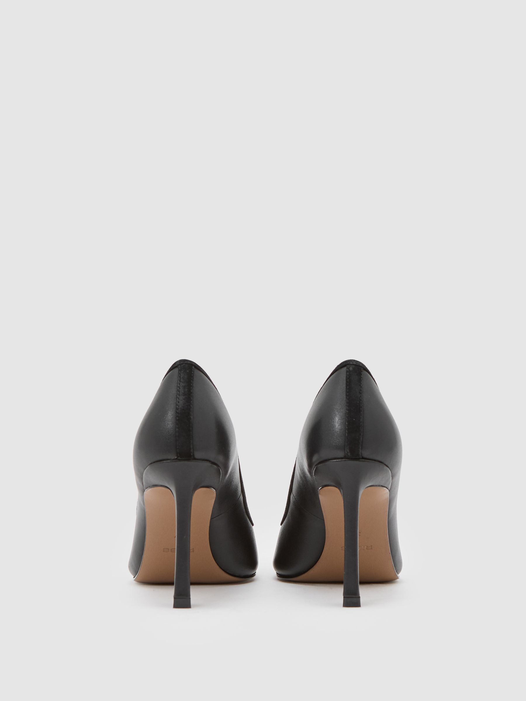 Leather Tapered-Heel Court Shoes in Black - image 3