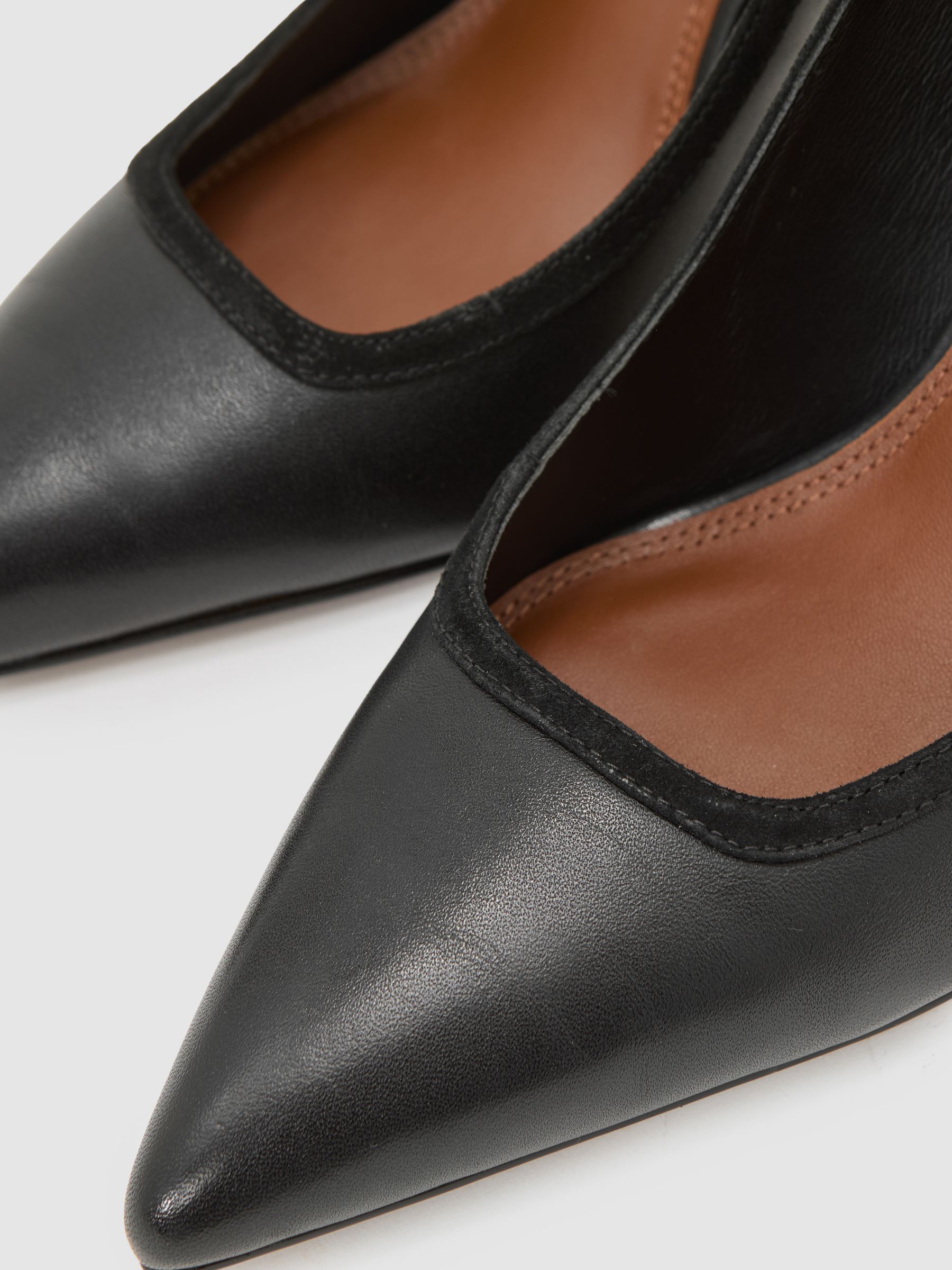 Leather Tapered-Heel Court Shoes in Black - image 2