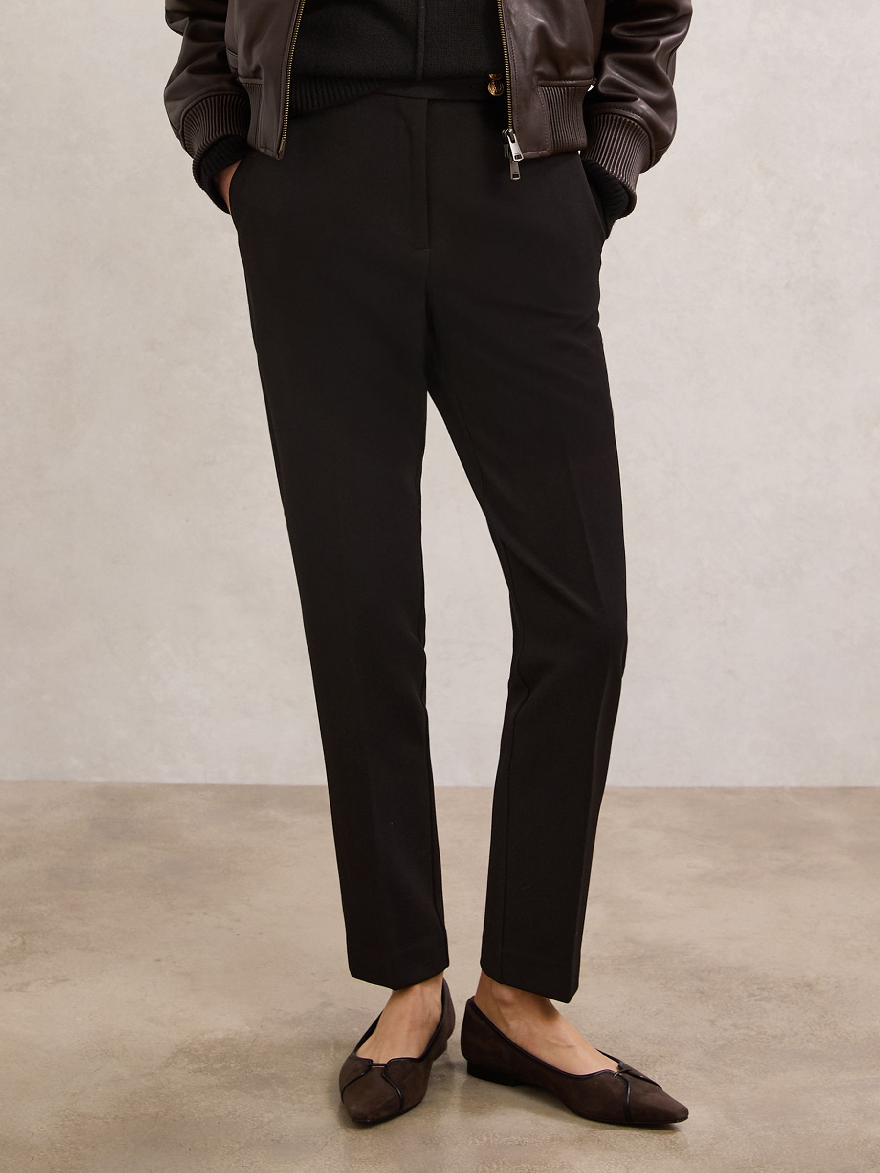 Suede Pointed-Toe Ballerina Shoes in Chocolate - Image 2 of 5