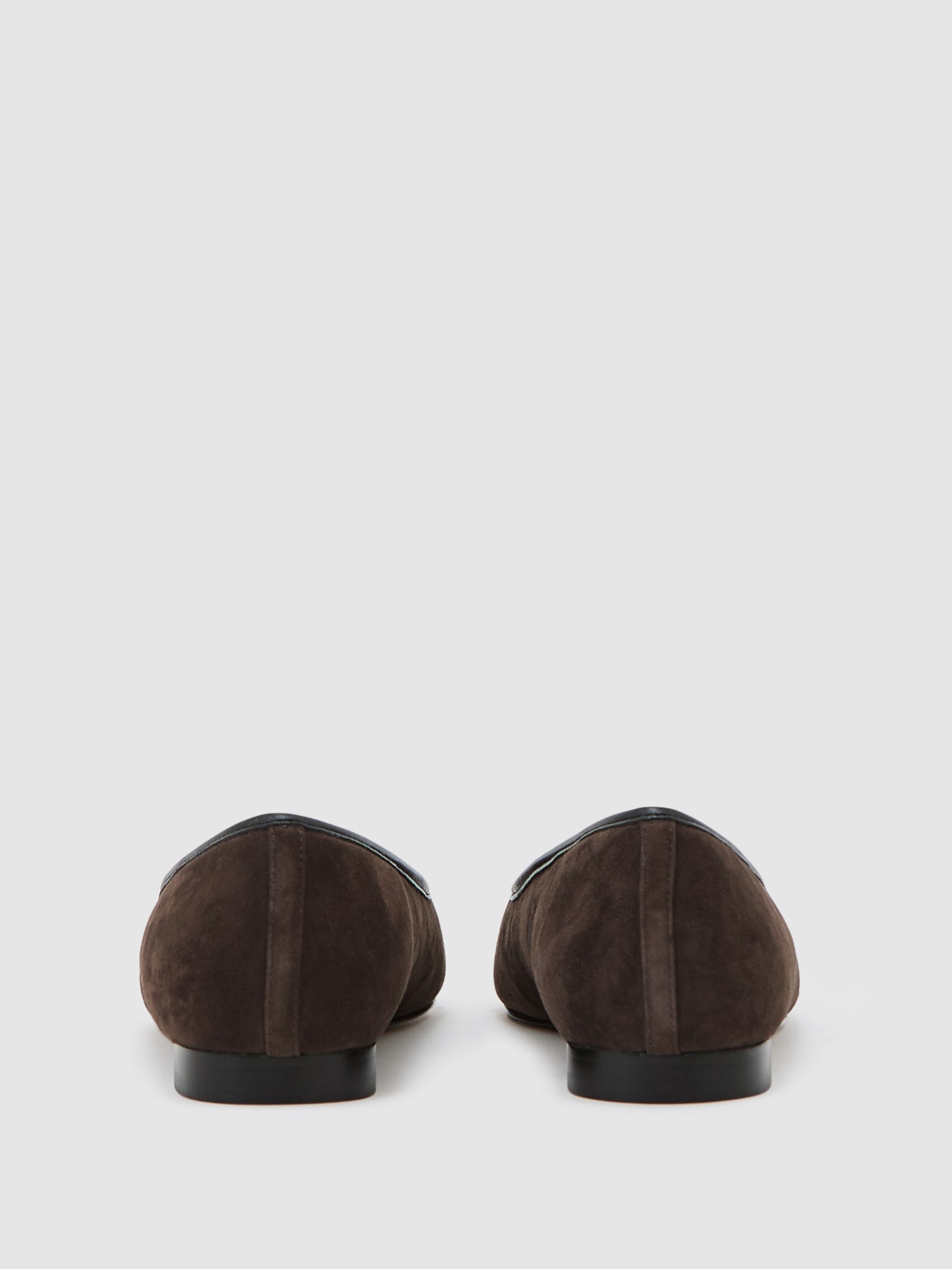 Suede Pointed-Toe Ballerina Shoes in Chocolate - image 2