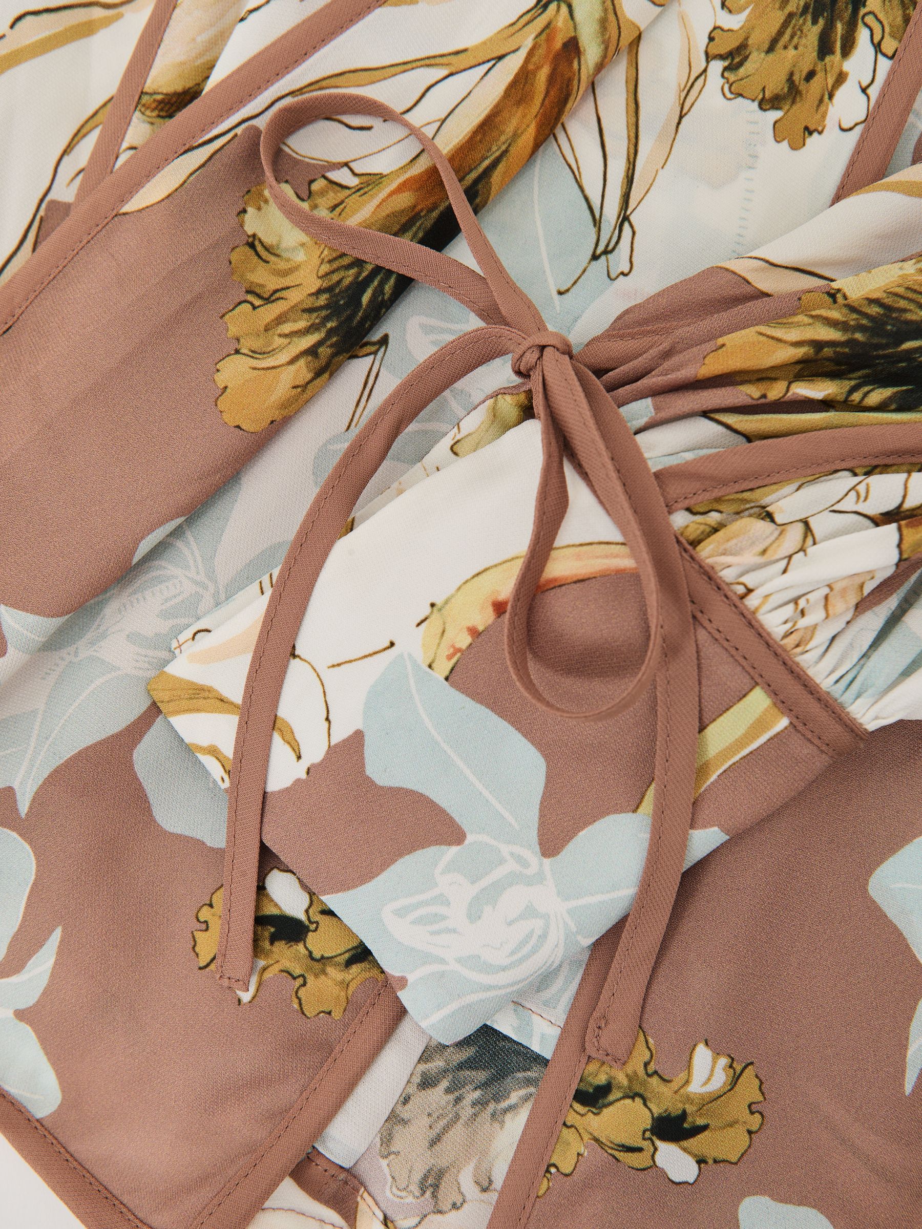 Floral-Print Tie-Neck Blouse in Pink/Ivory - image 3