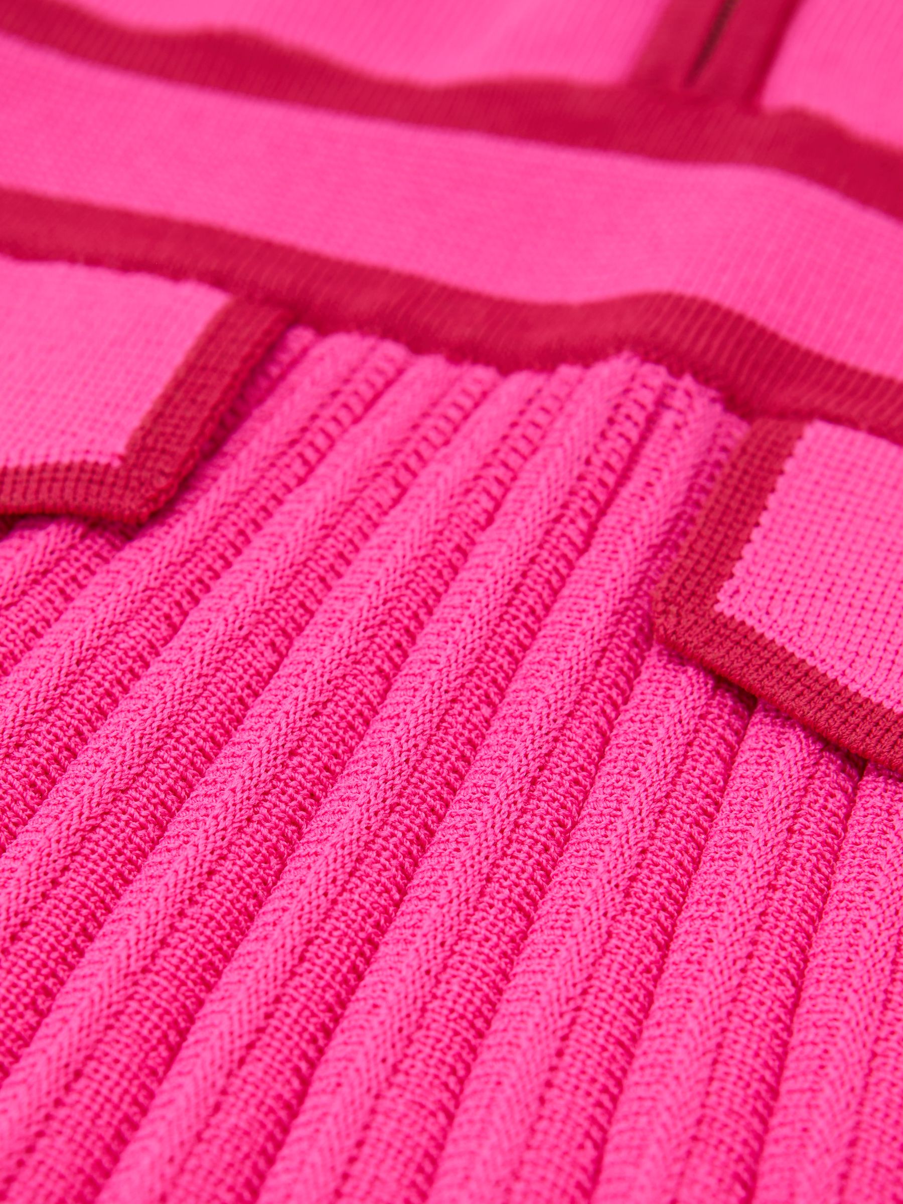 13-14 yrs Pleated Tipped Knit Dress in Bright Pink - Image 4 of 4