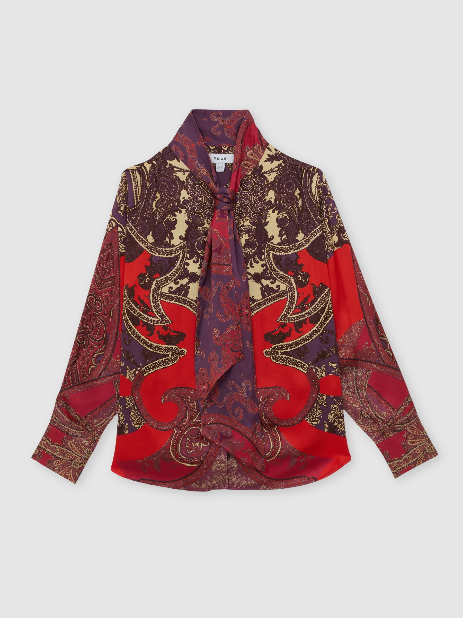 Paisley Print Top in Red - Image 2 of 6