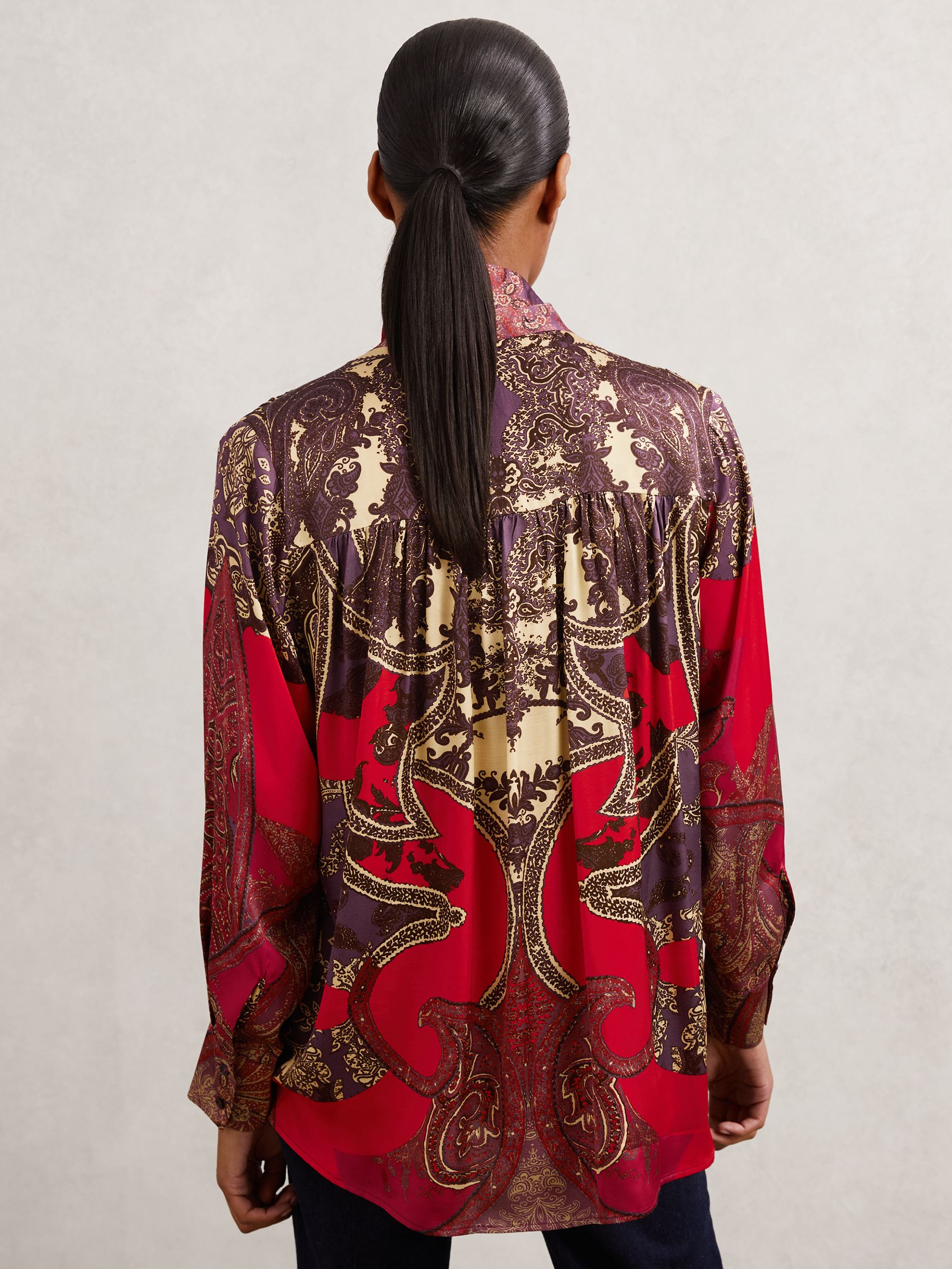 Paisley Print Top in Red - Image 5 of 6