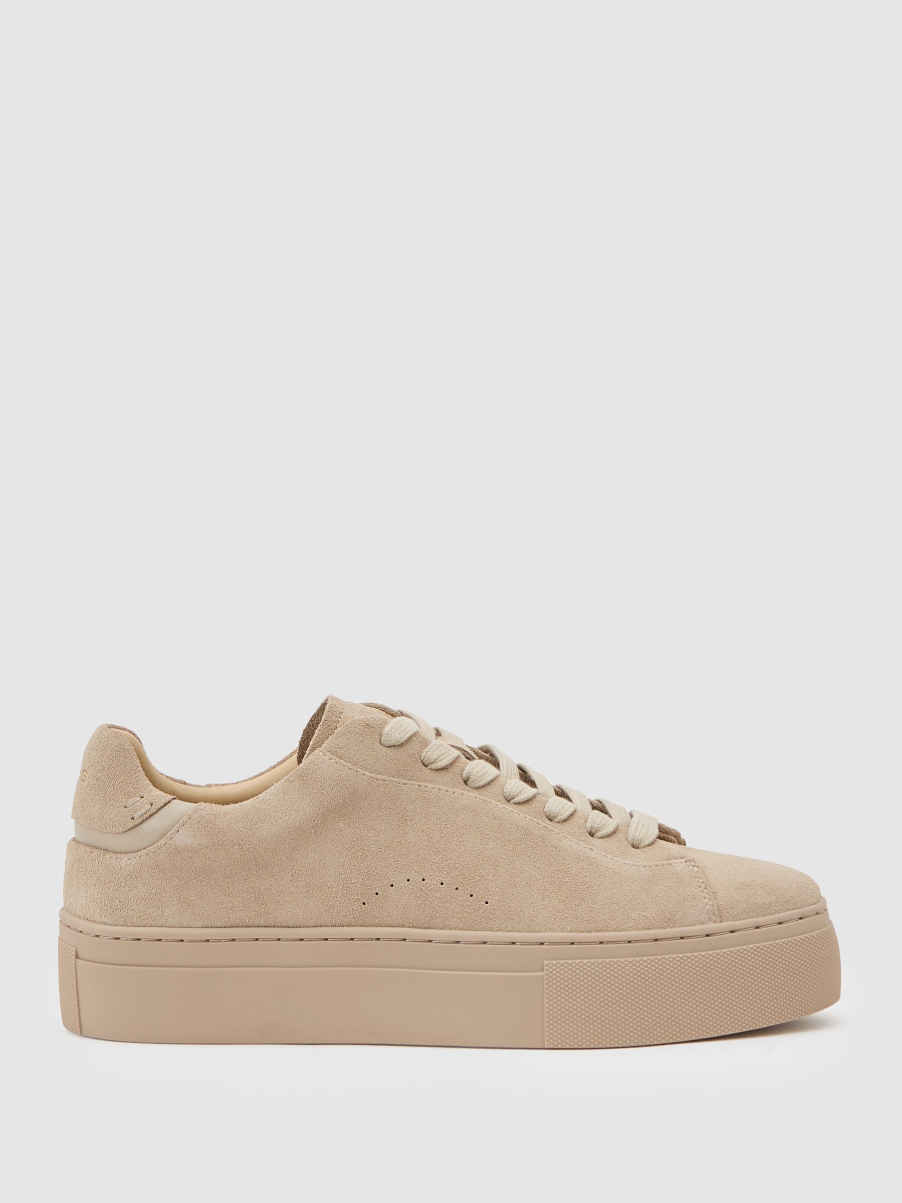 Leather Low-Top Trainers in Taupe - image 4