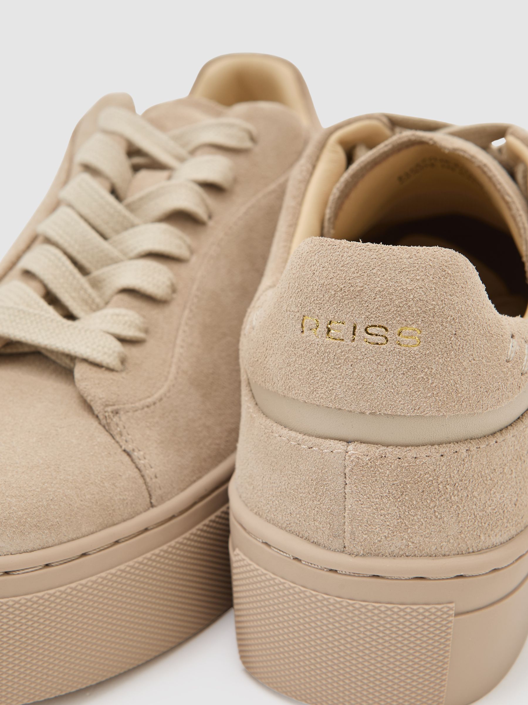 Leather Low-Top Trainers in Taupe - image 1