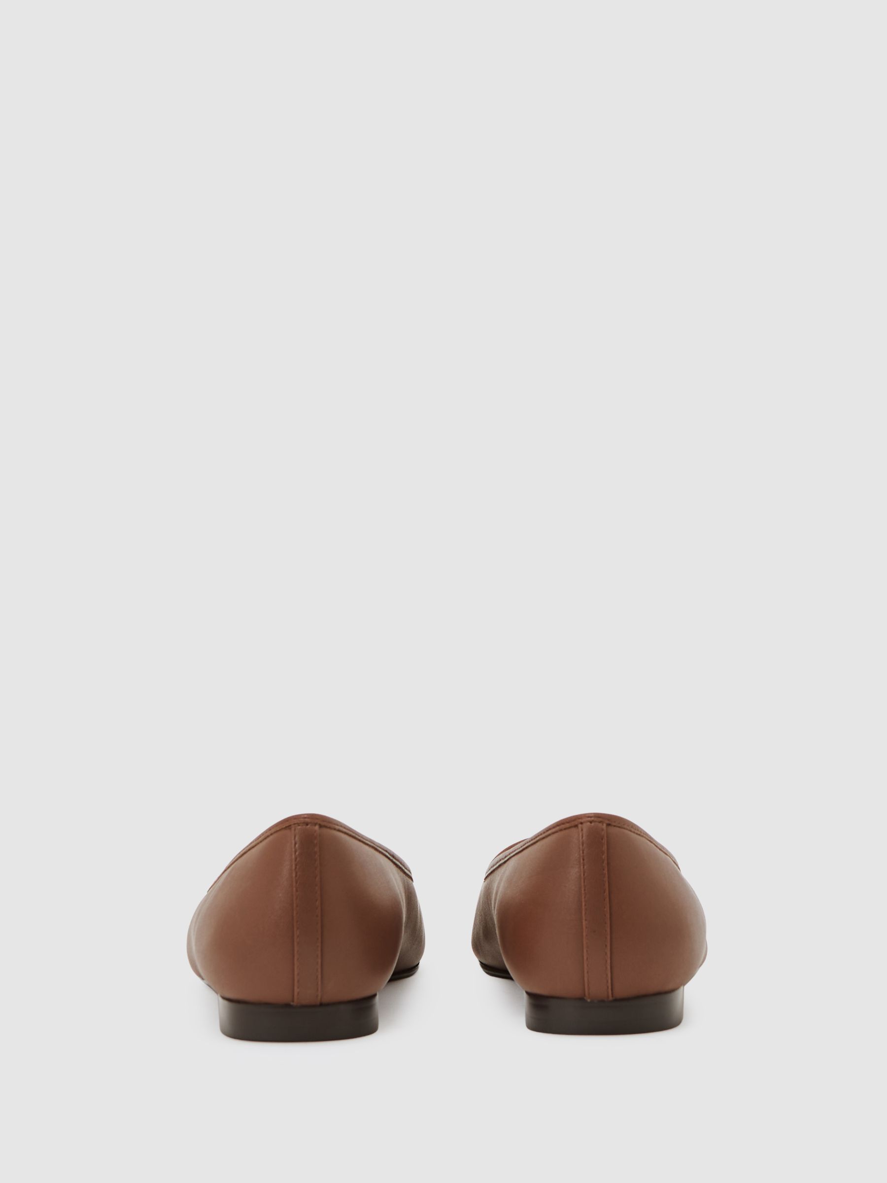 Leather Pointed-Toe Ballerina Shoes in Tan - image 3
