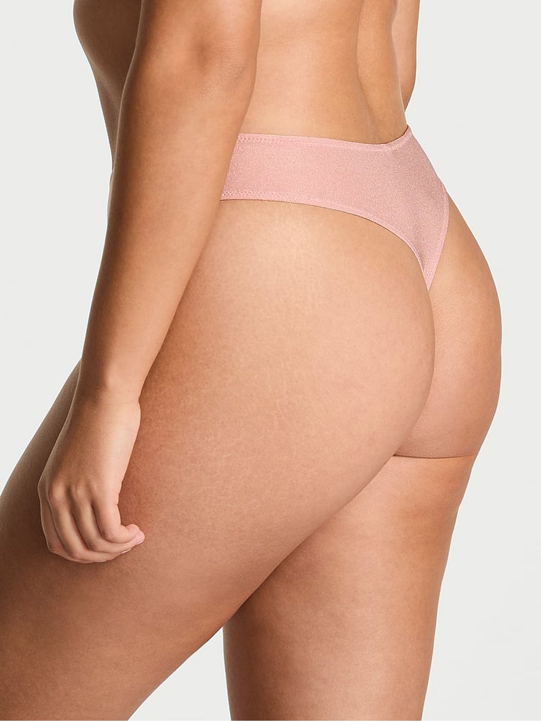 Royal Pink Thong Shimmer Mid-Rise Knickers - Image 2 of 3