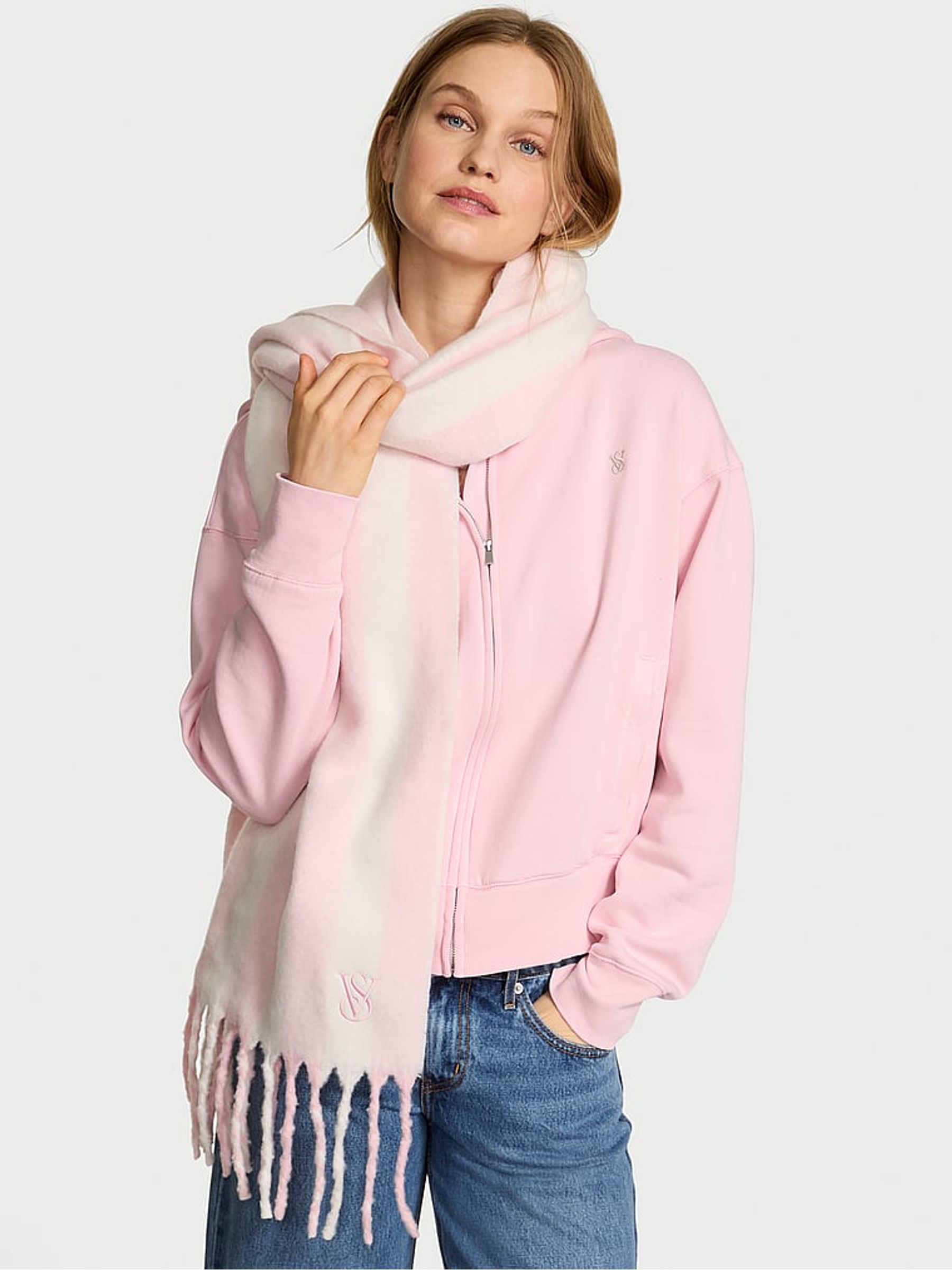 Iconic Stripe Pink Cosy Blanket Scarf | Victoria's Secret UK
