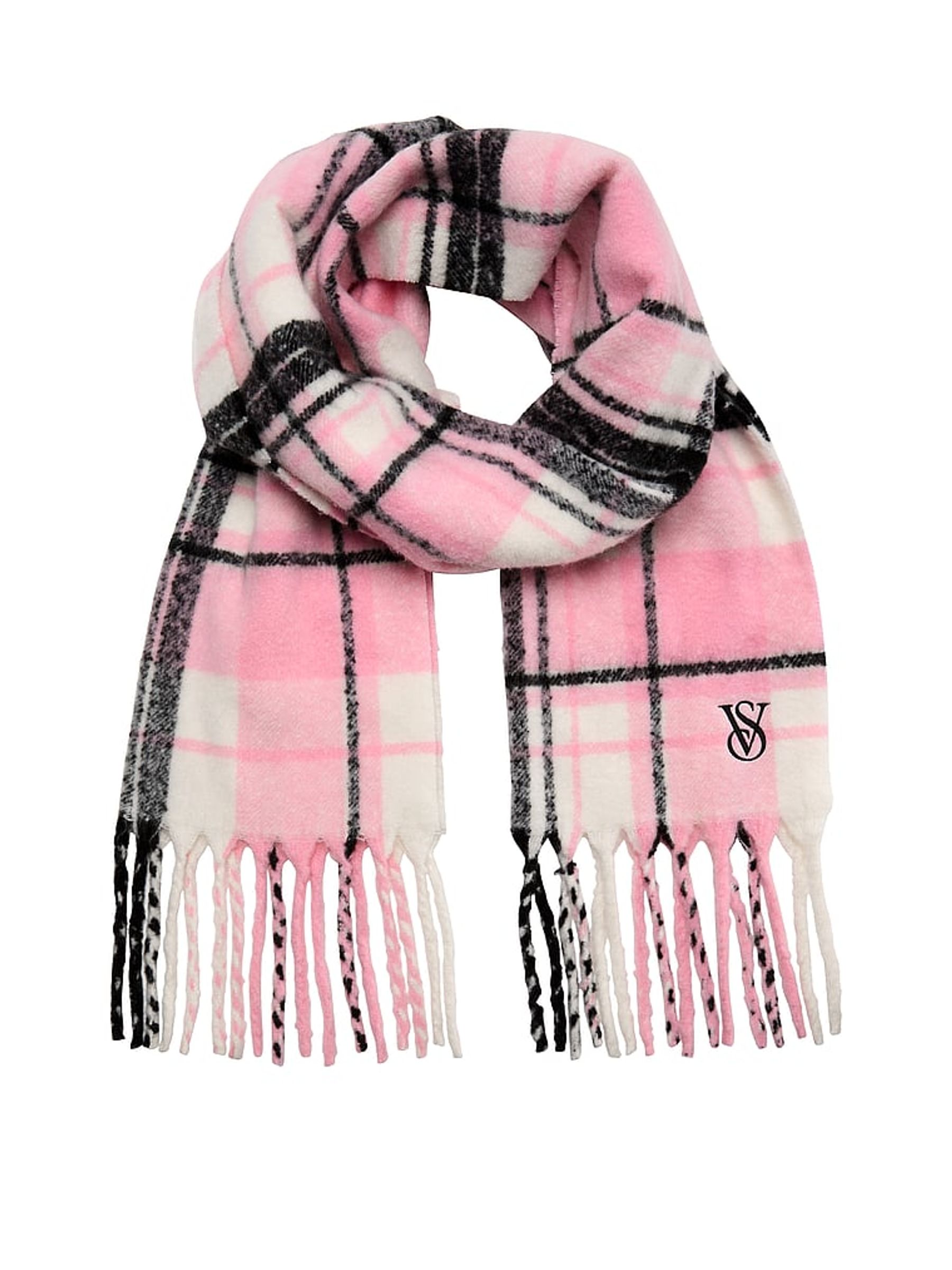 Pretty Blossom Pink Tartan Cosy Blanket Scarf - Image 3 of 3