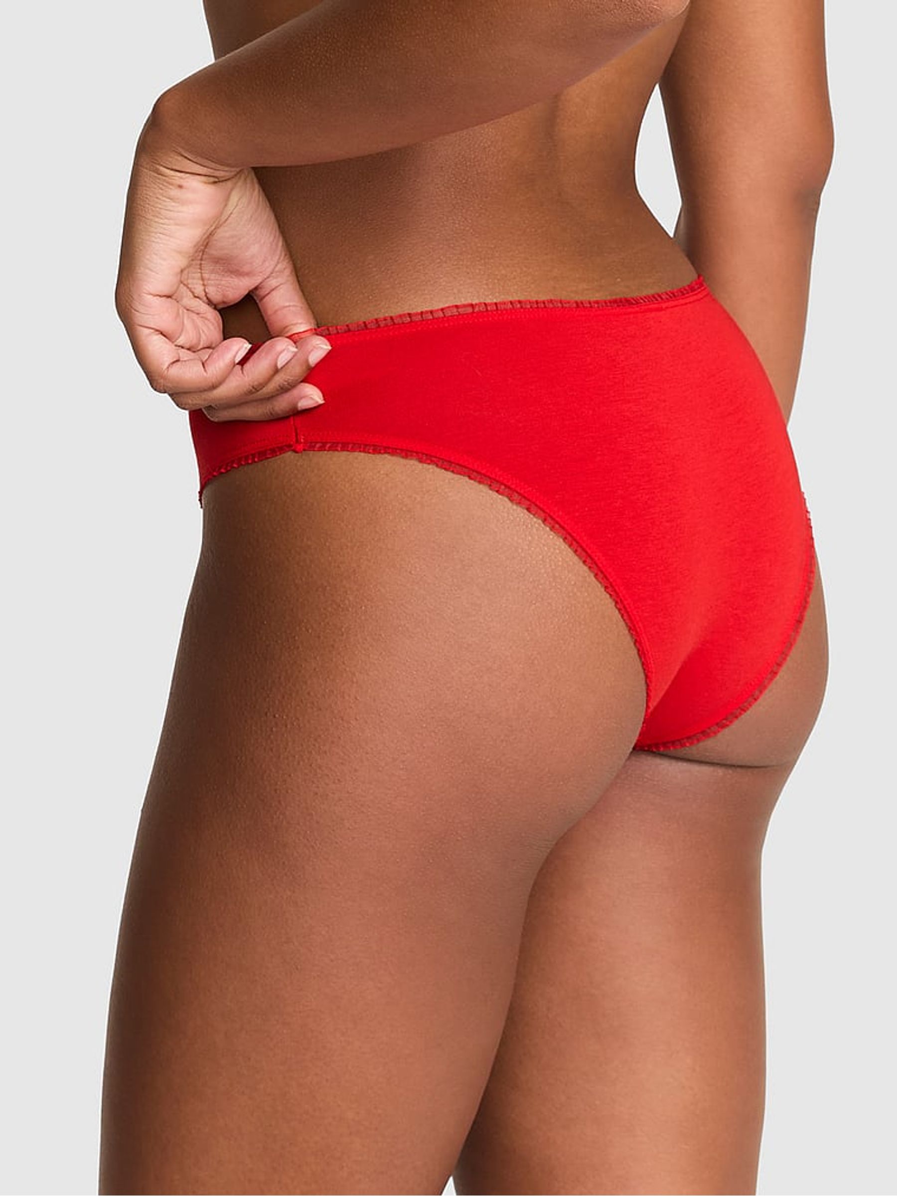 Bright Vermillion Red Heart Mesh Print Cheeky Cotton Knickers - Image 2 of 2