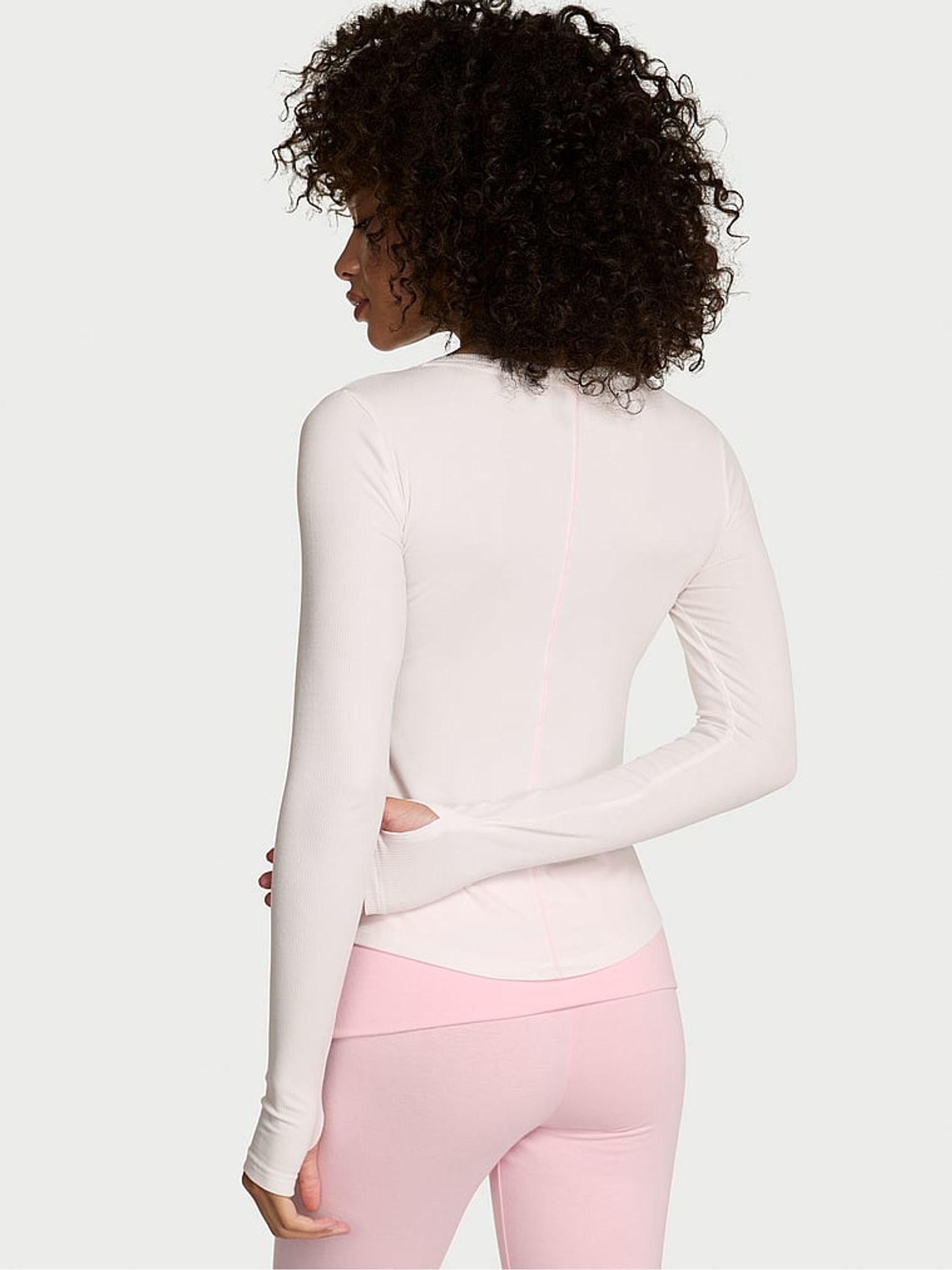 Coconut White Ribbed Scoop Long Sleeve T-Shirt - Image 2 of 2