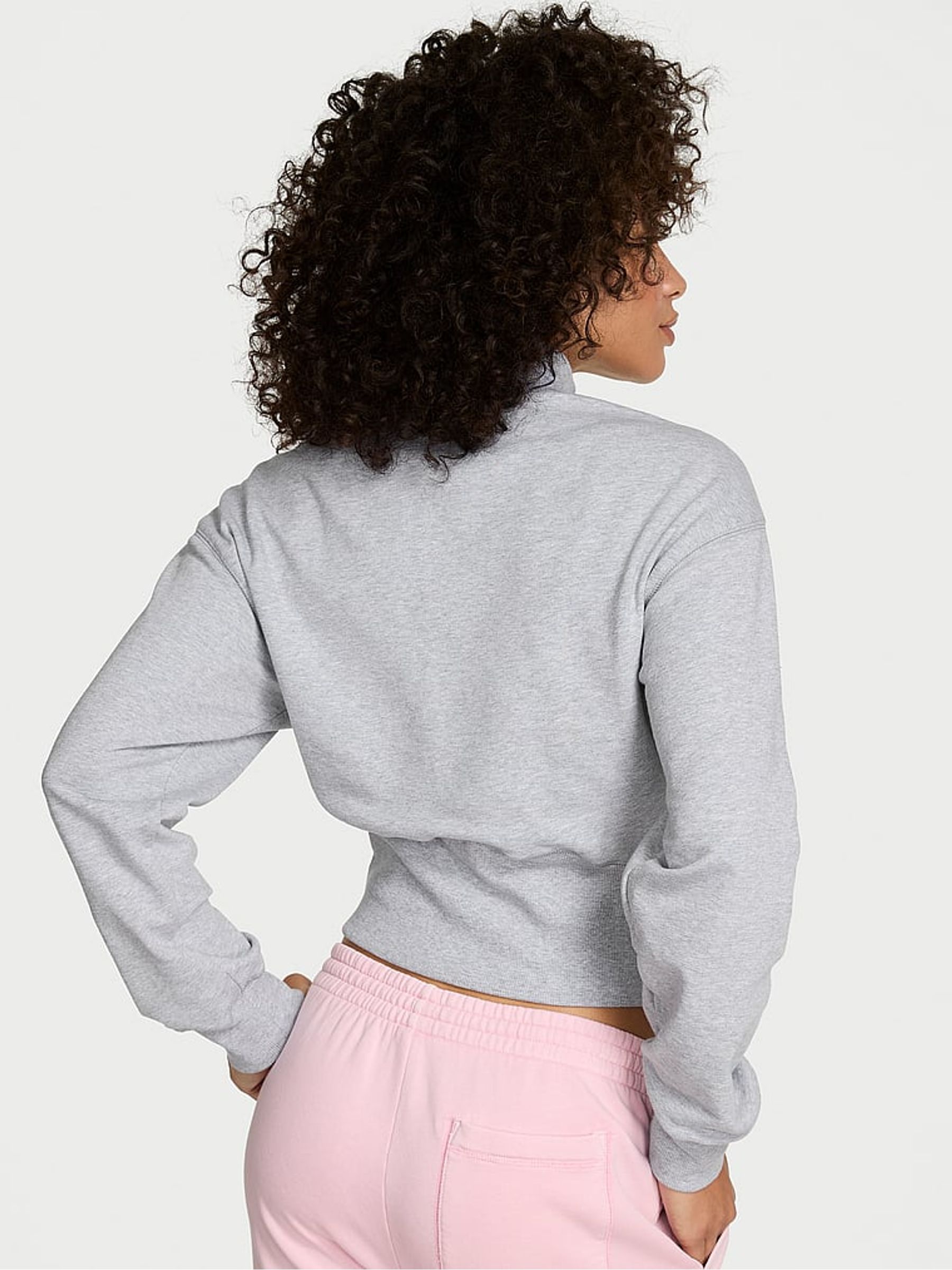 Medium Heather Grey Terry Fitted Half Zip Sweatshirt - Image 2 of 2