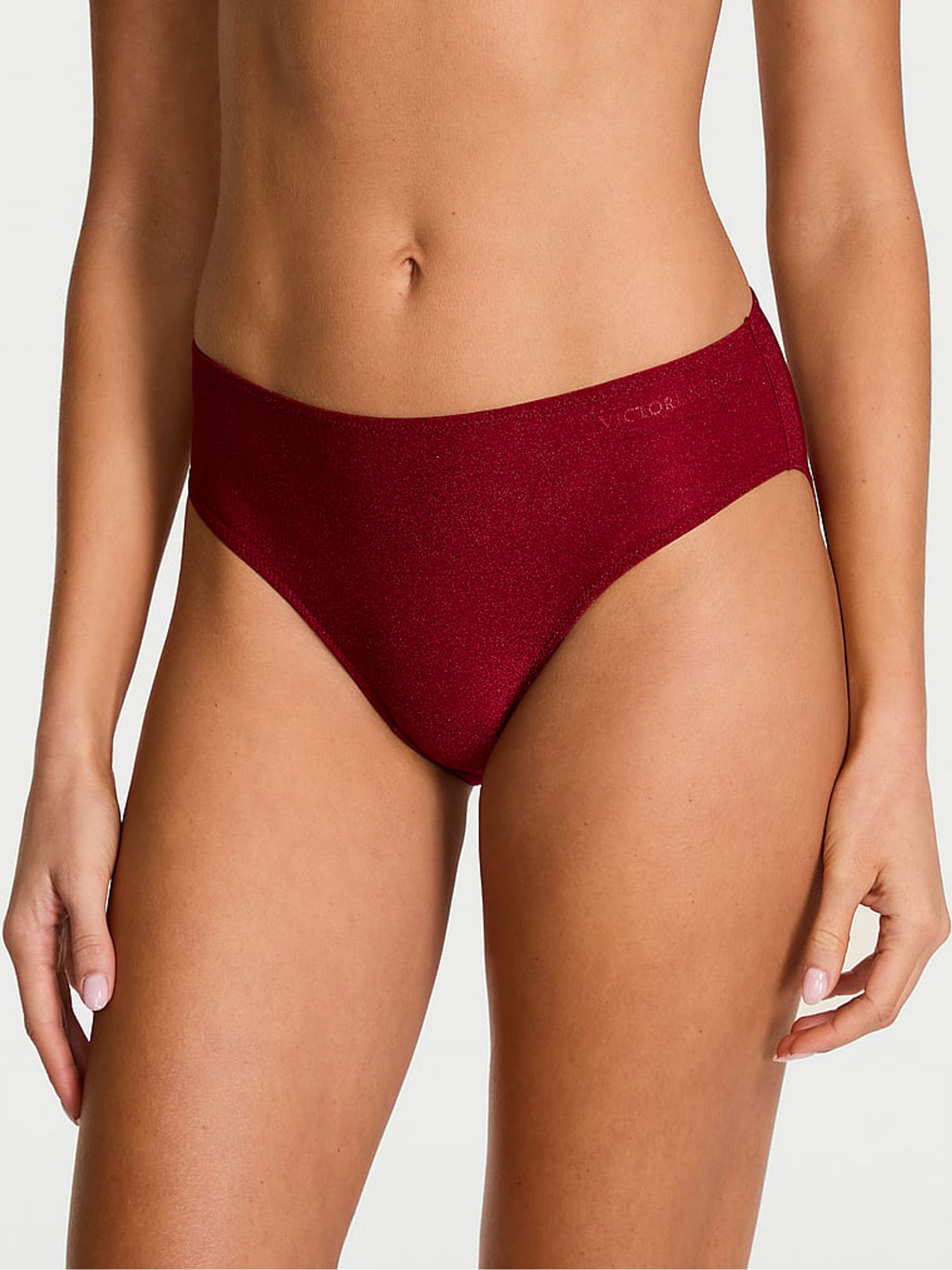 Red Lacquer Bikini Shimmer Mid-Rise Knickers - Image 1 of 2 Red Lacquer Bikini Shimmer Mid-Rise Knickers - Image 1 of 2