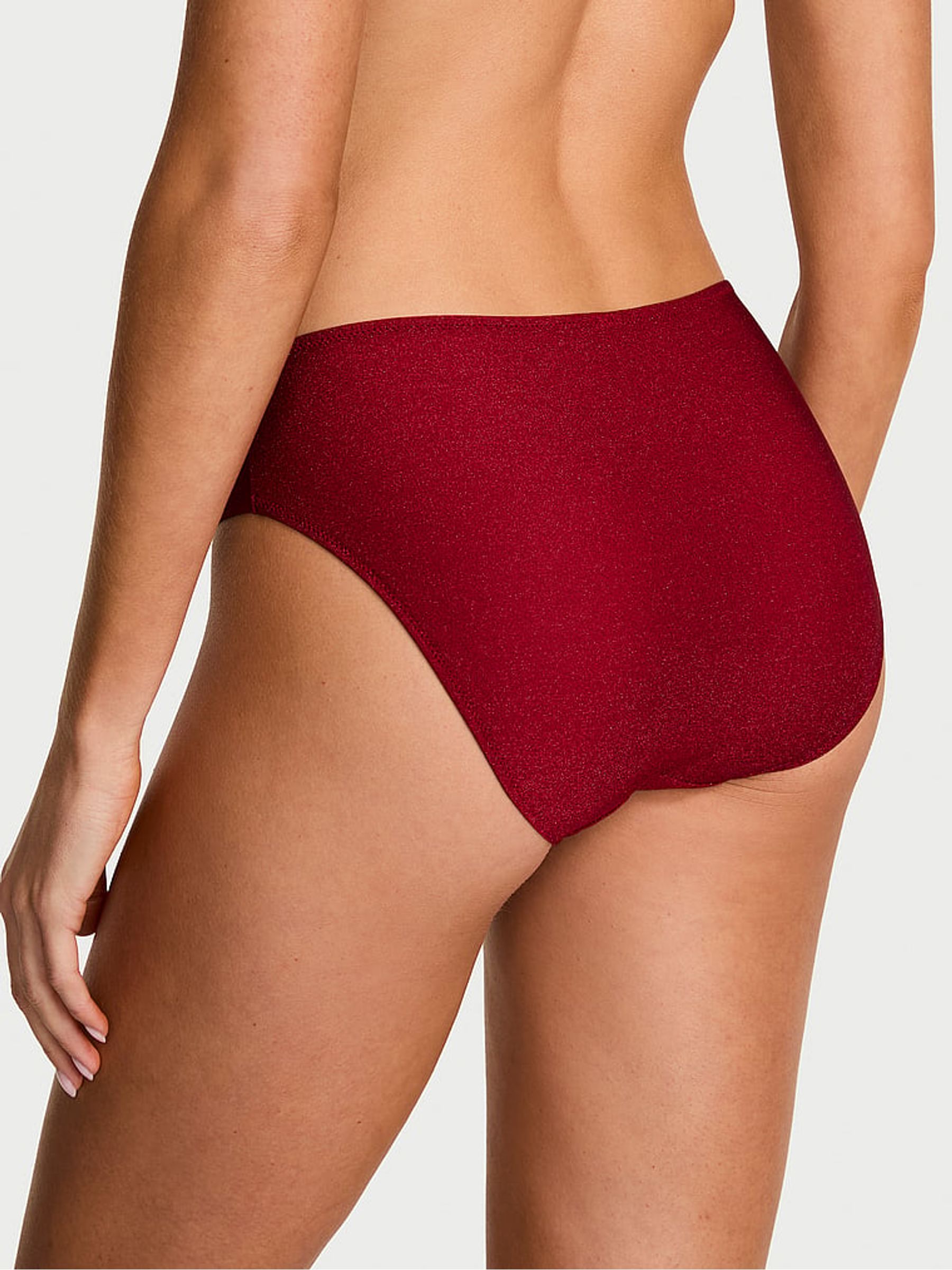 Red Lacquer Bikini Shimmer Mid-Rise Knickers - Image 2 of 2