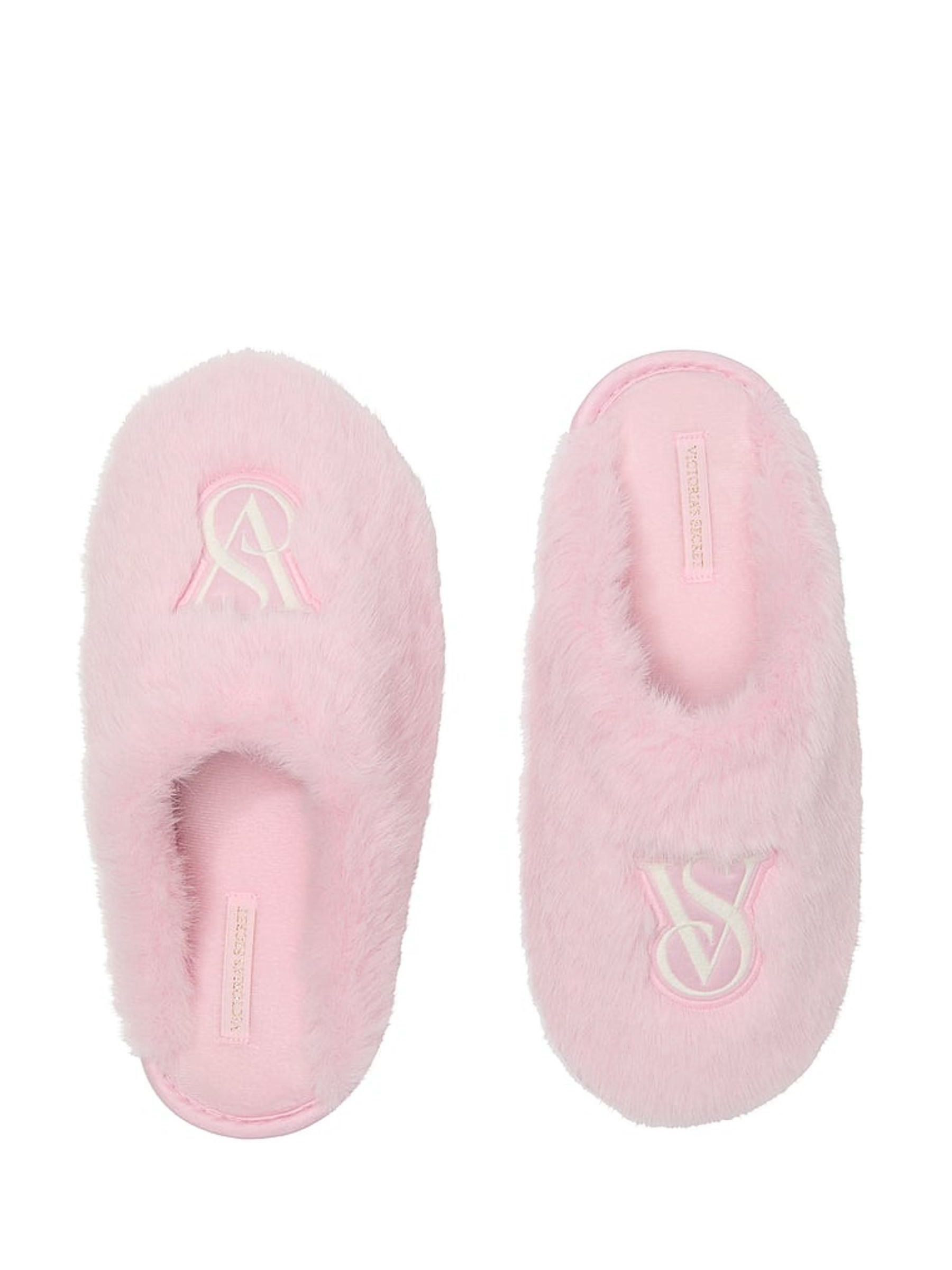 Pretty Blossom Pink Closed Toe Faux Fur Slippers - Image 1 of 2