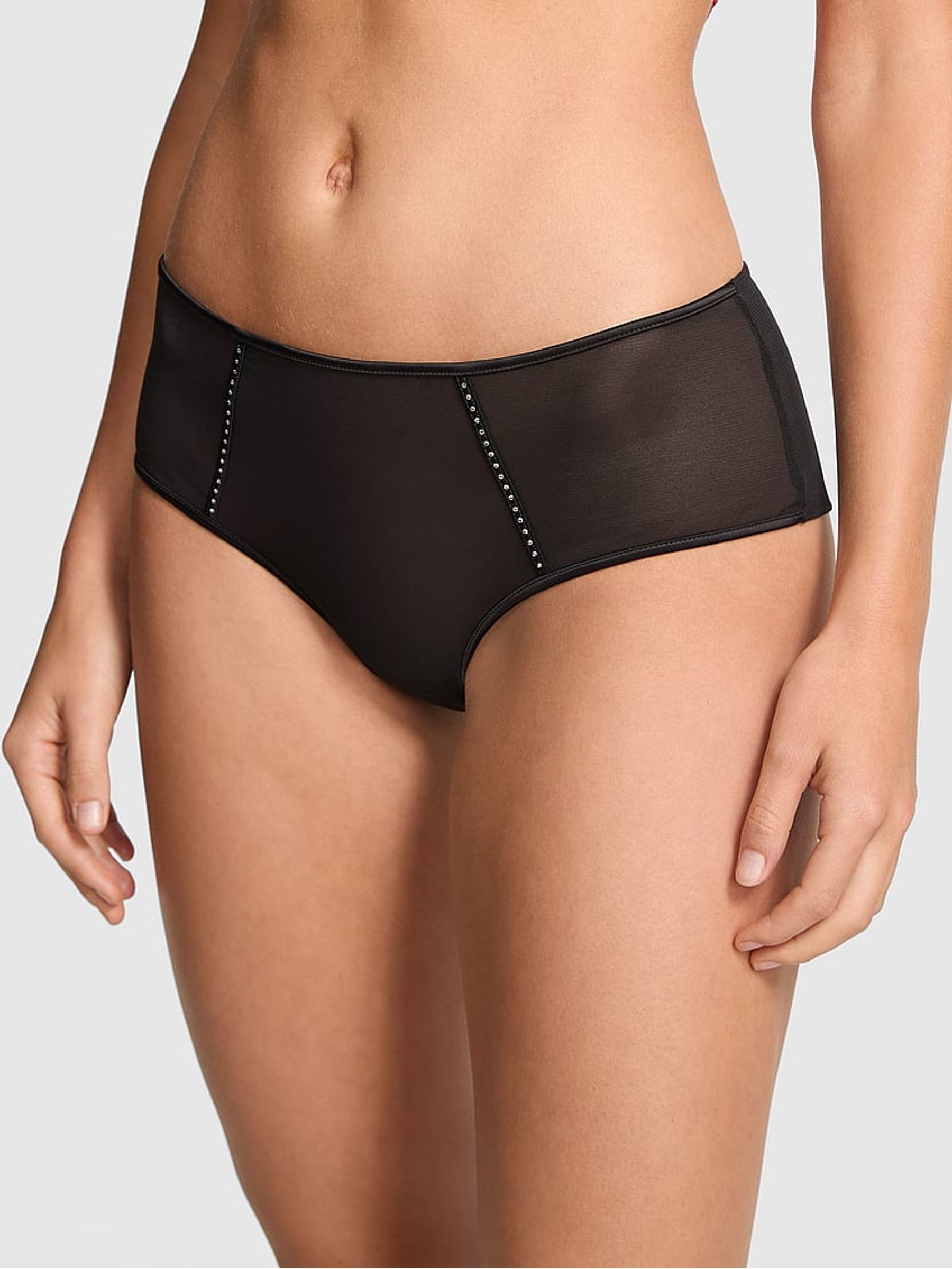 Black Cheeky Mesh Knickers - Image 1 of 2