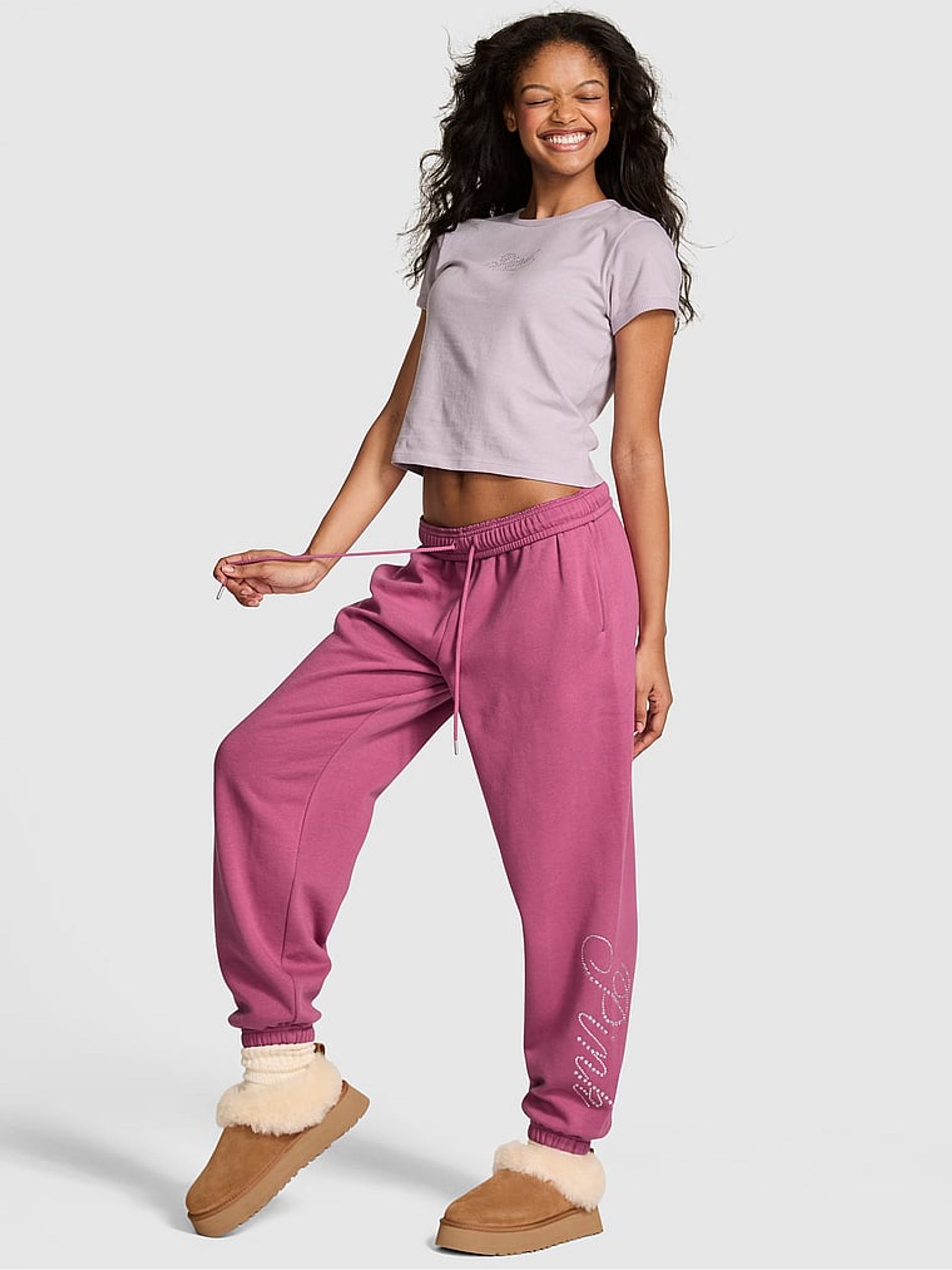 Red Violet Fleece Joggers - Image 2 of 2 Red Violet Fleece Joggers - Image 2 of 2