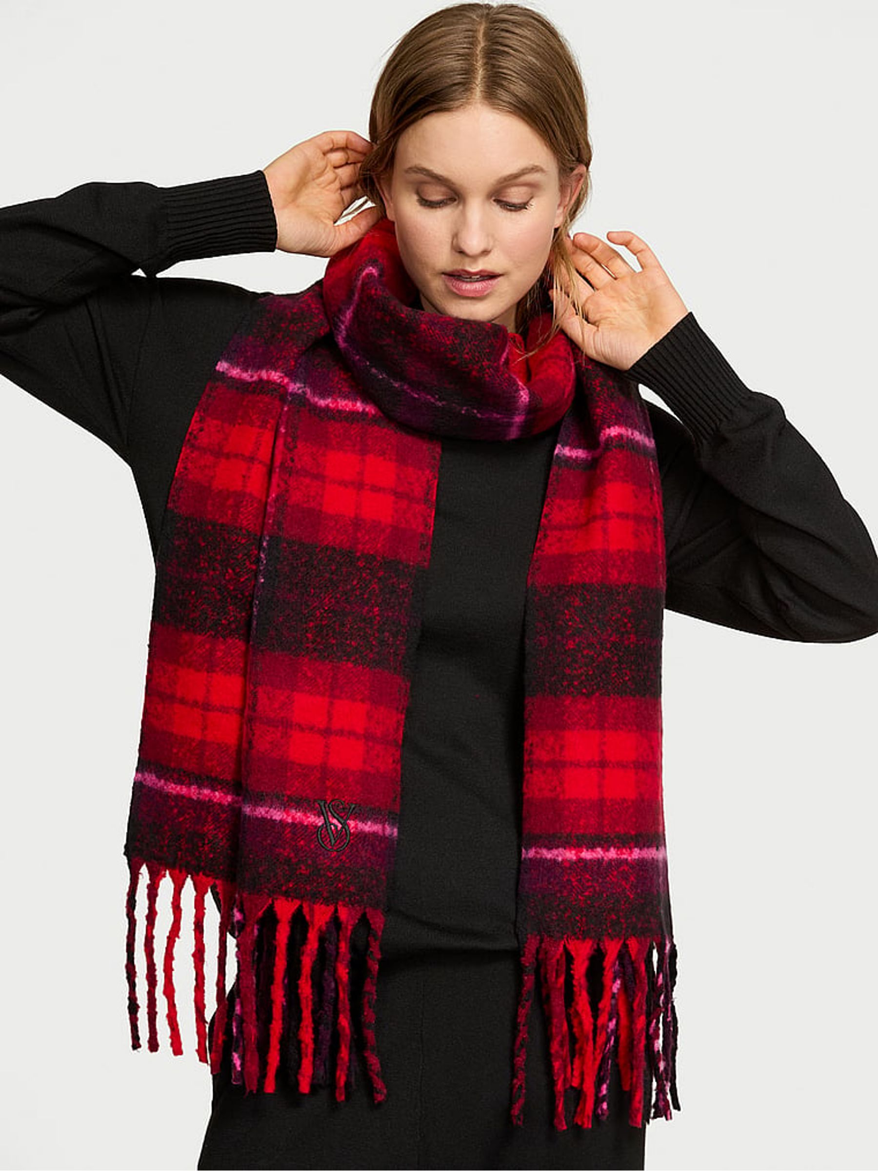 Red Tartan Cosy Blanket Scarf - Image 2 of 3