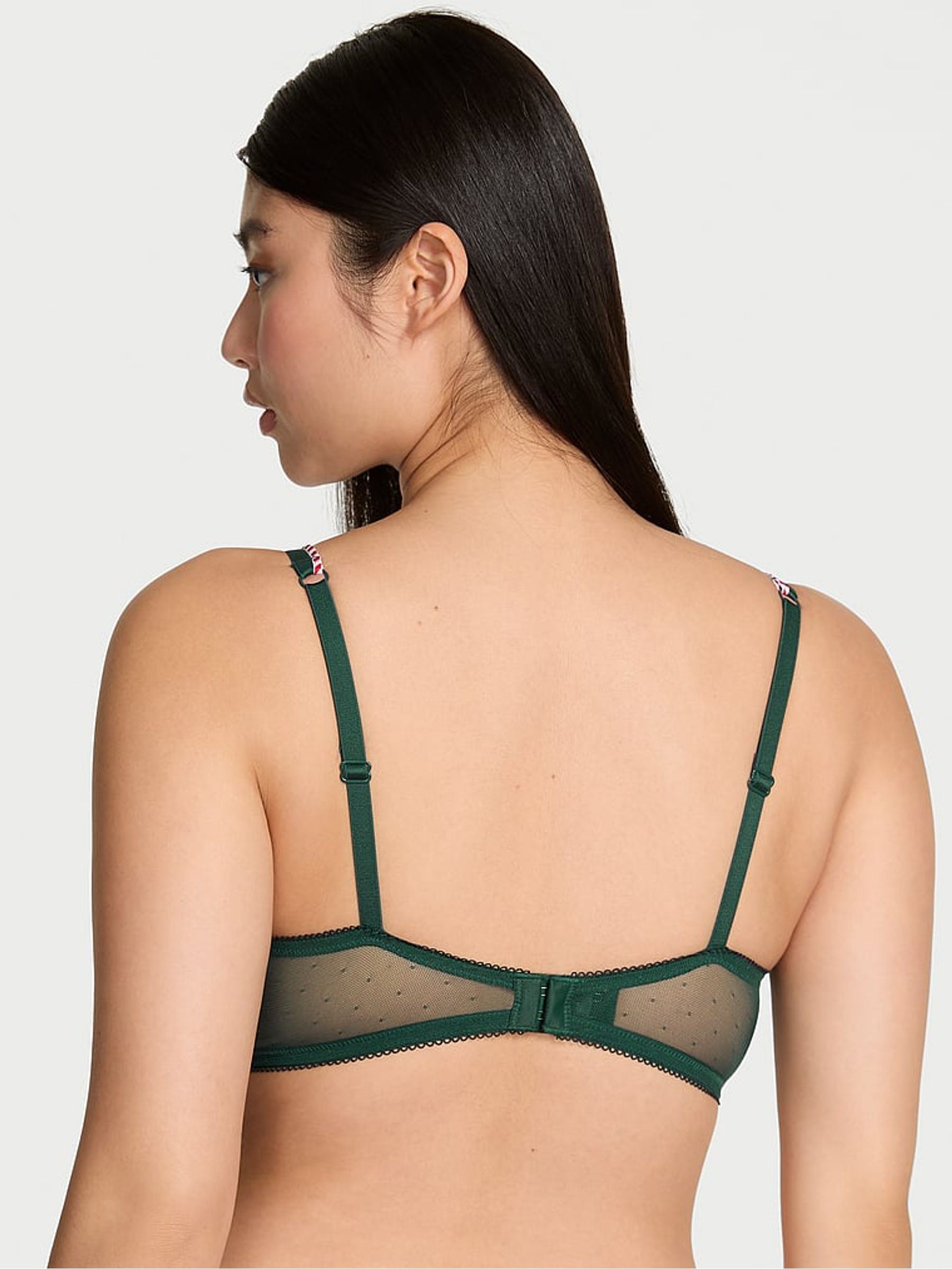 Forest Green Christmas Gingerbread Embroidery Bra - Image 2 of 4 Forest Green Christmas Gingerbread Embroidery Bra - Image 2 of 4