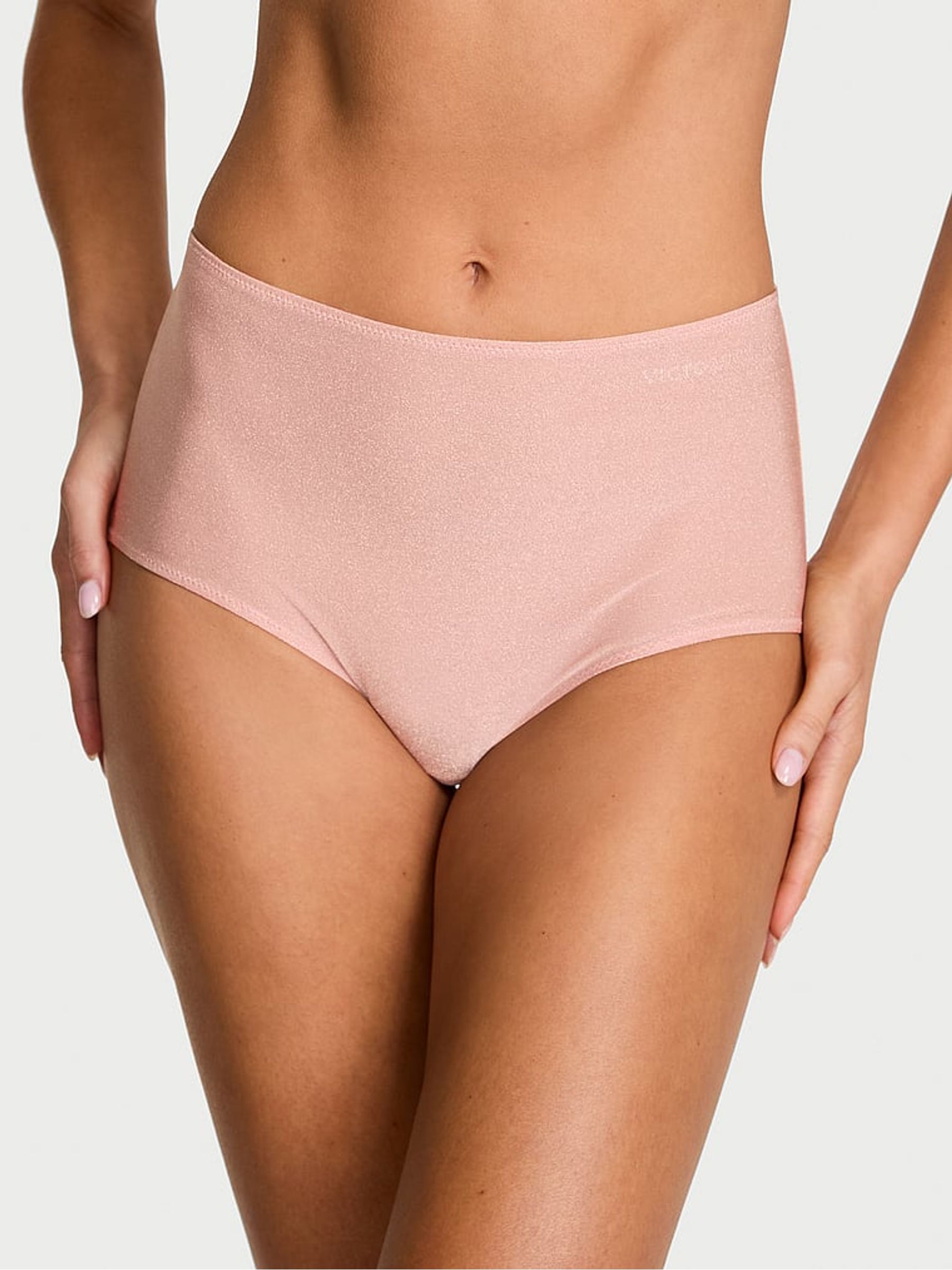 Royal Pink Brief Shimmer Mid-Rise Knickers - Image 1 of 2