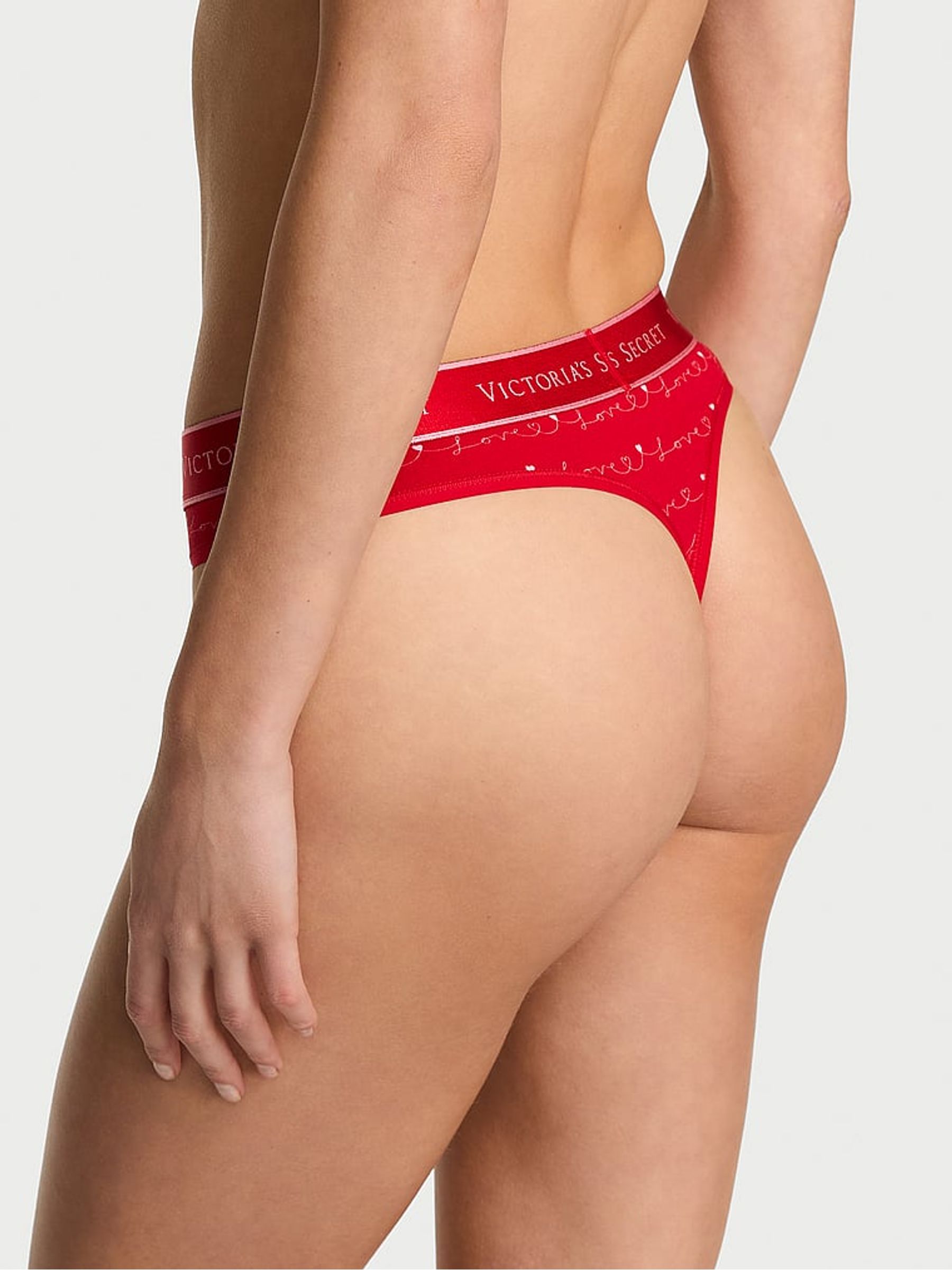 Red Lacquer Script Thong Logo Knickers - Image 2 of 2 Red Lacquer Script Thong Logo Knickers - Image 2 of 2