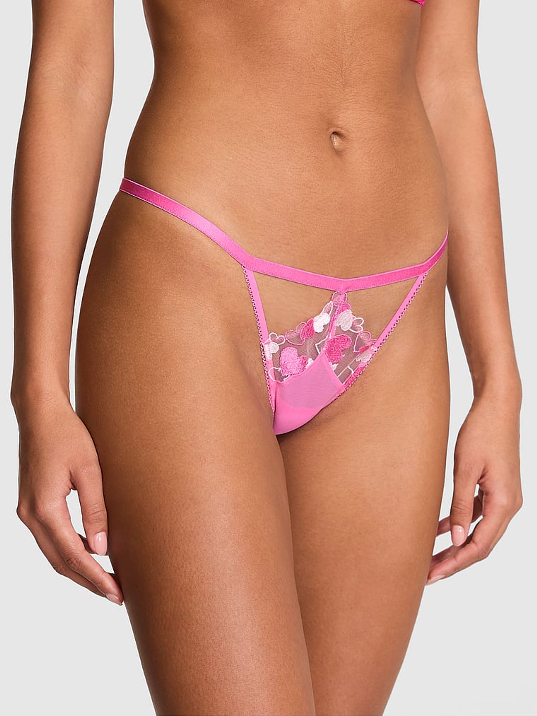 Sweetheart Pink G-String Embroidery Knickers - Image 2 of 3