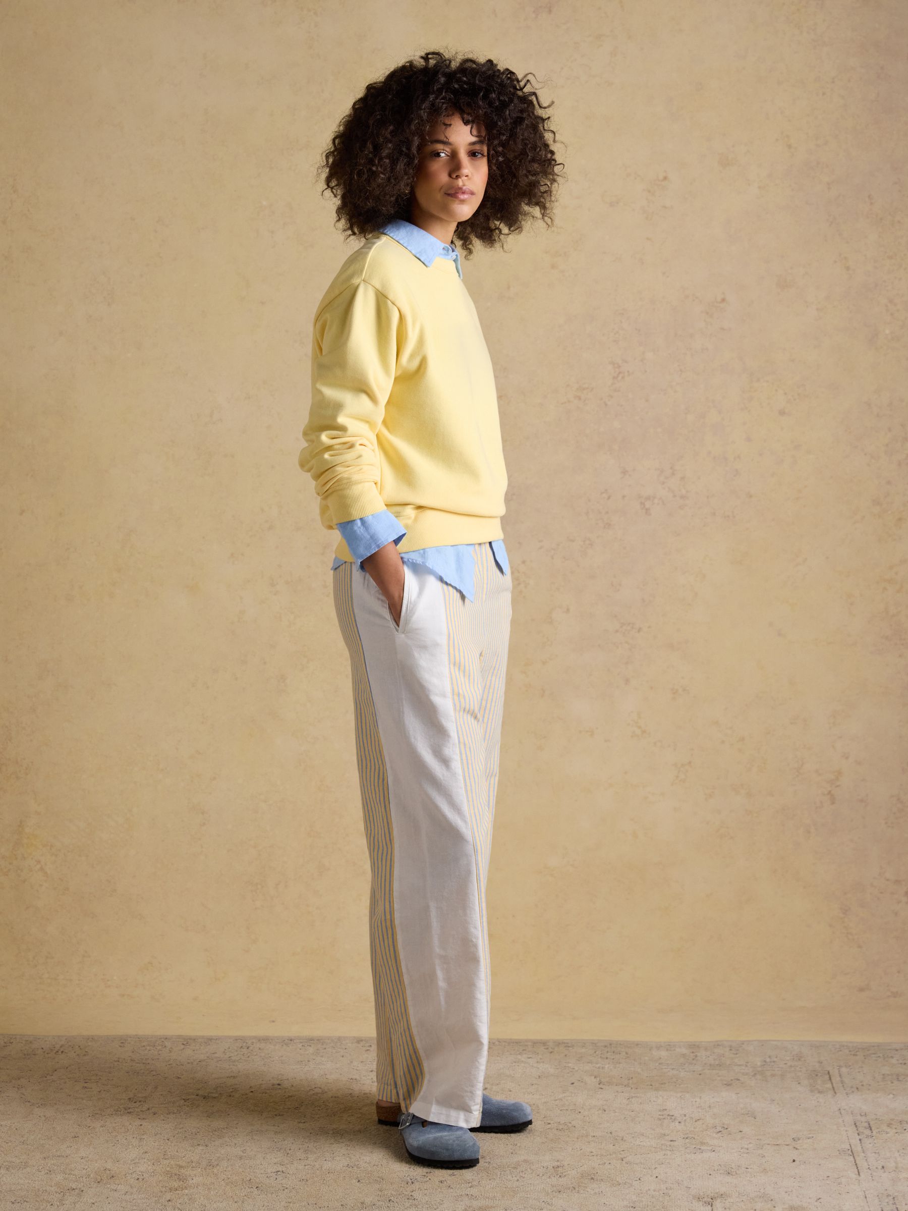 Hallie Yellow Stripe Pull On Cotton Trousers - Image 5 of 10