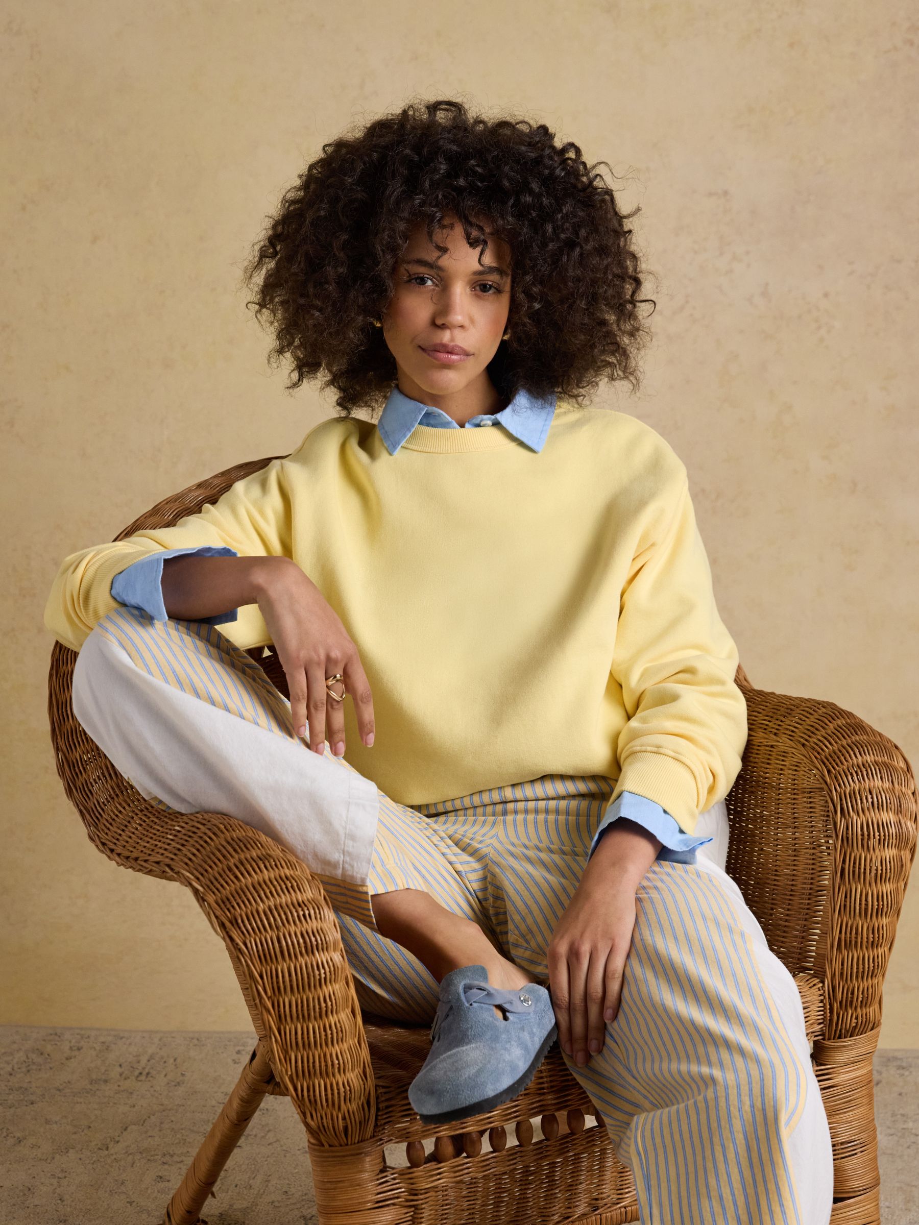 Hallie Yellow Stripe Pull On Cotton Trousers - Image 7 of 10