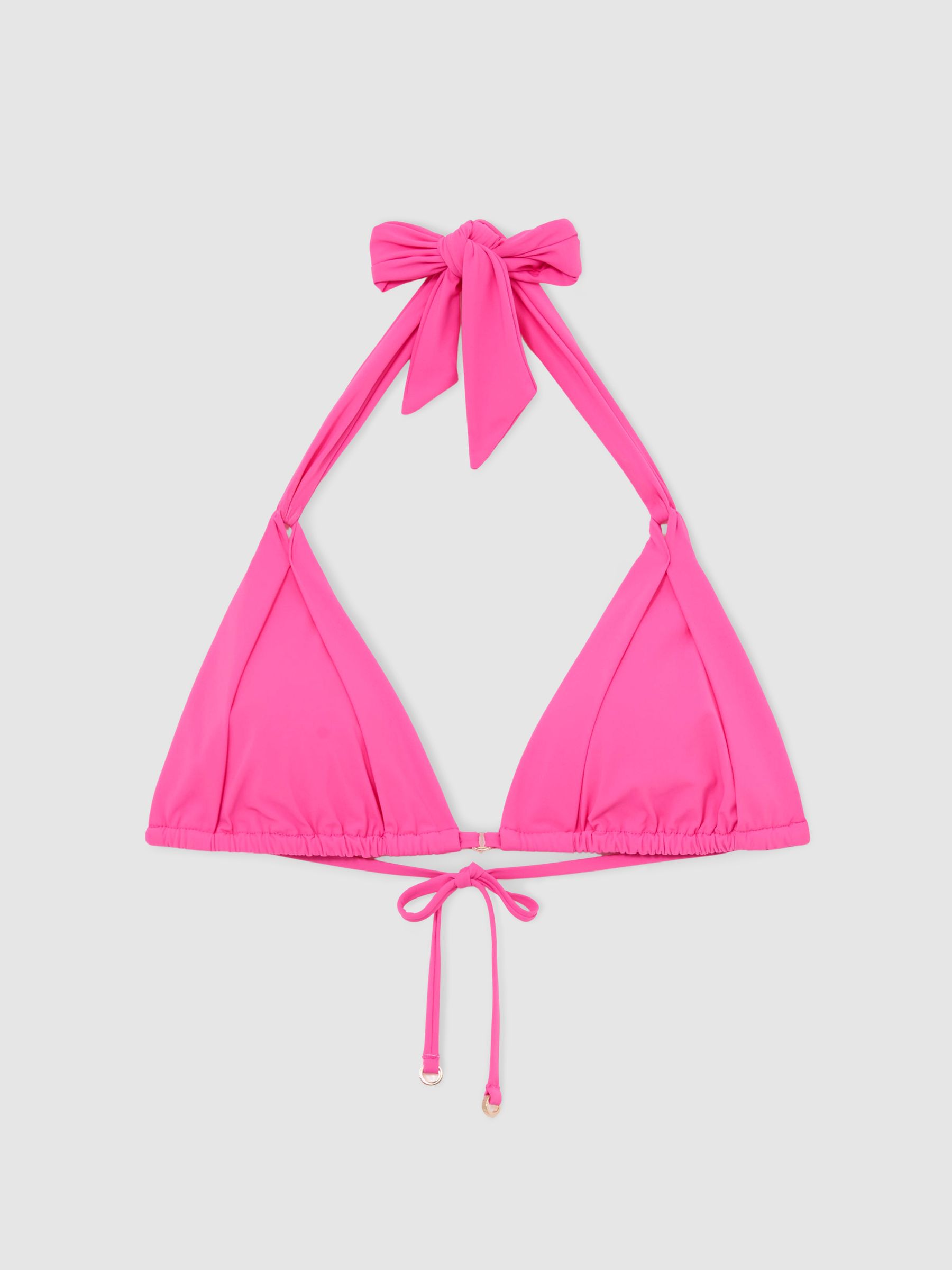 Pleat-Detail Triangle Bikini Top in Pink - Image 2 of 6