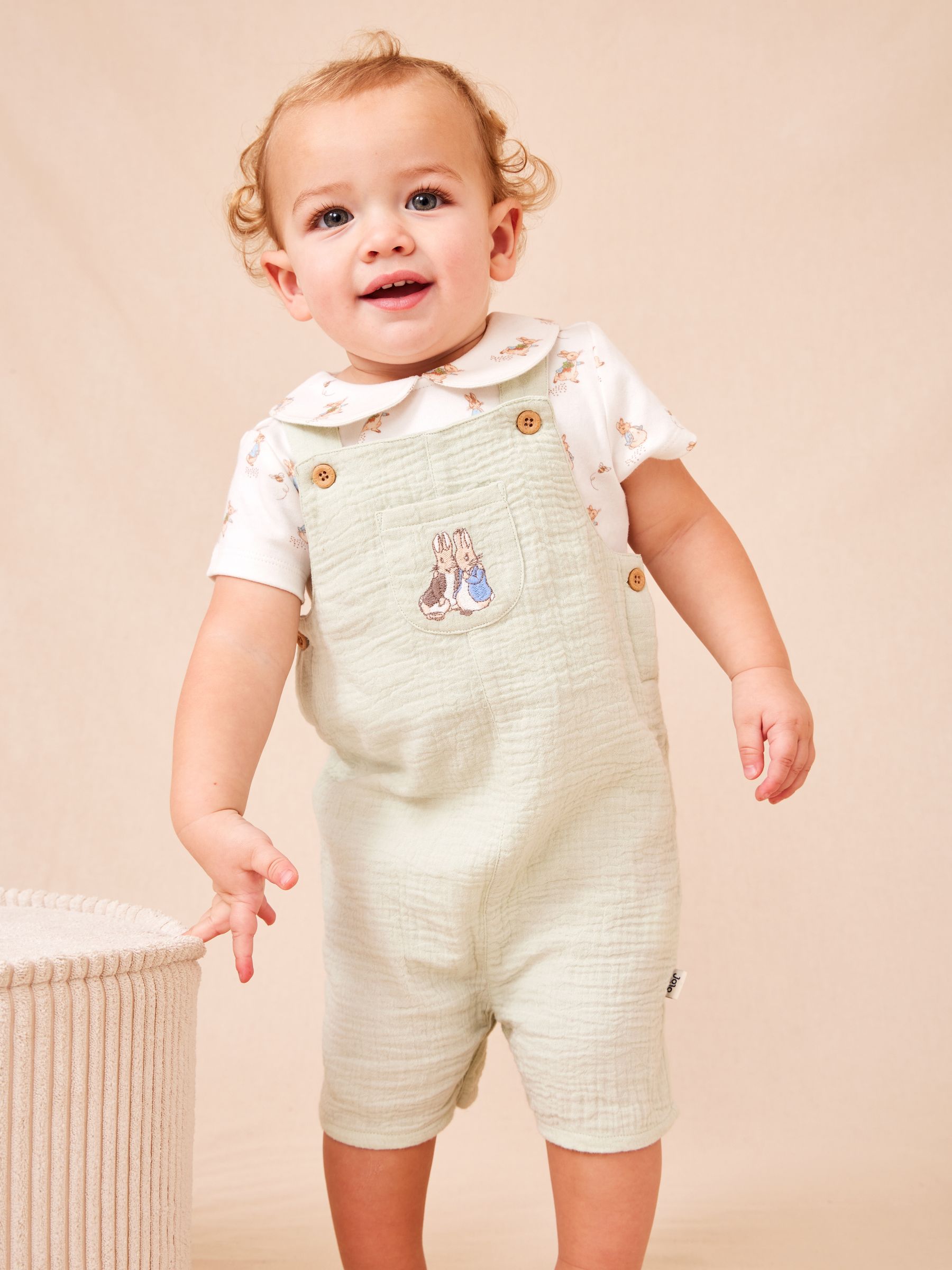 Green Peter Rabbit™ Cheesecloth Dungaree & Body Set - Image 1 of 1