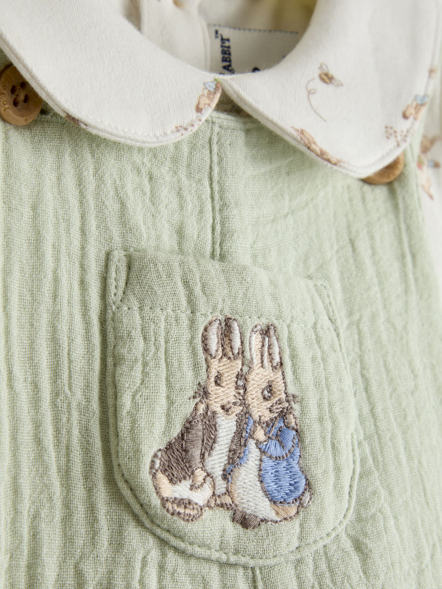 Green Peter Rabbit™ Cheesecloth Dungaree & Body Set - Image 8 of 8 Green Peter Rabbit™ Cheesecloth Dungaree & Body Set - Image 8 of 8