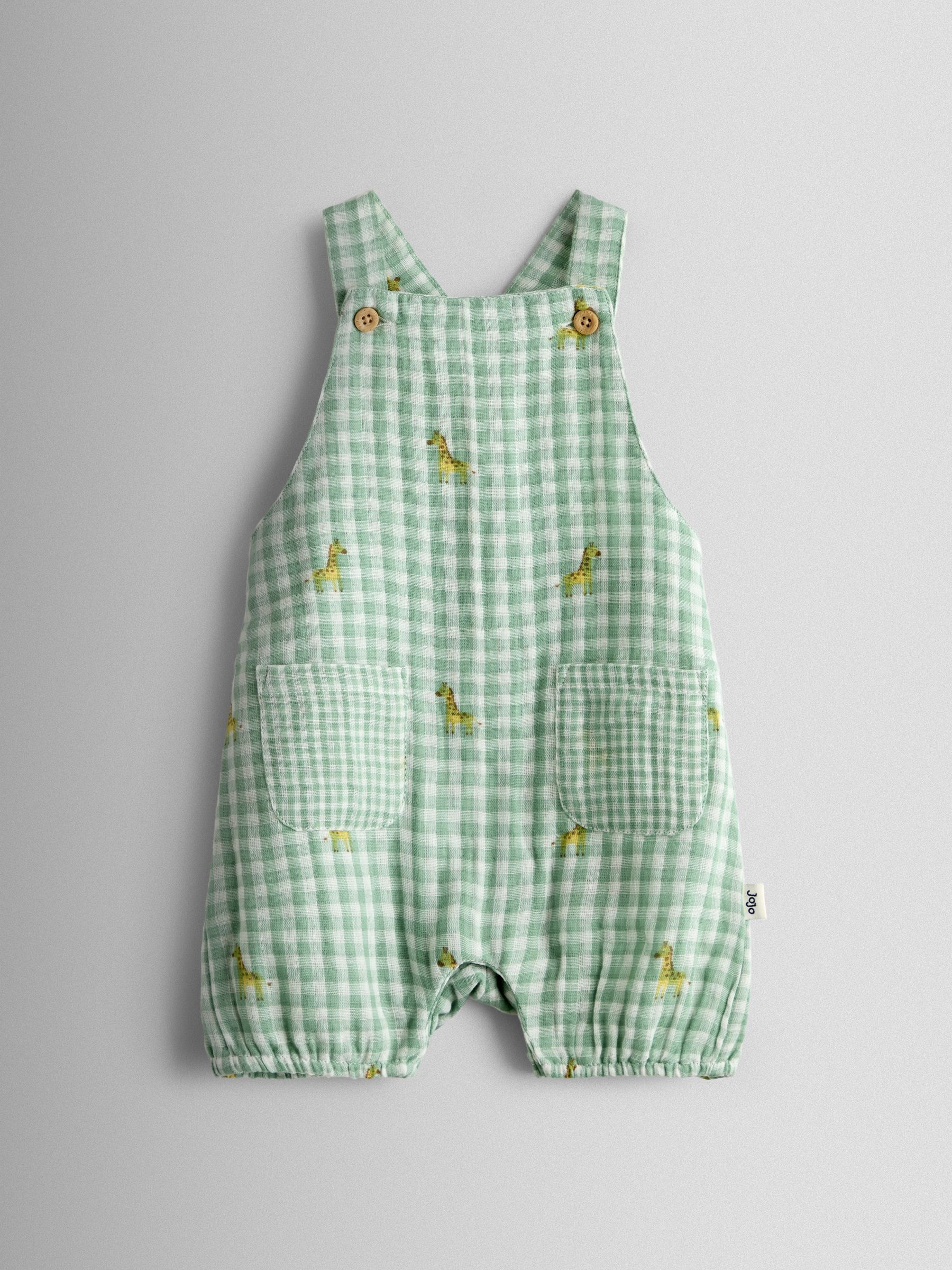 Green Giraffe Checked Dungaree & Body Set - Image 5 of 7