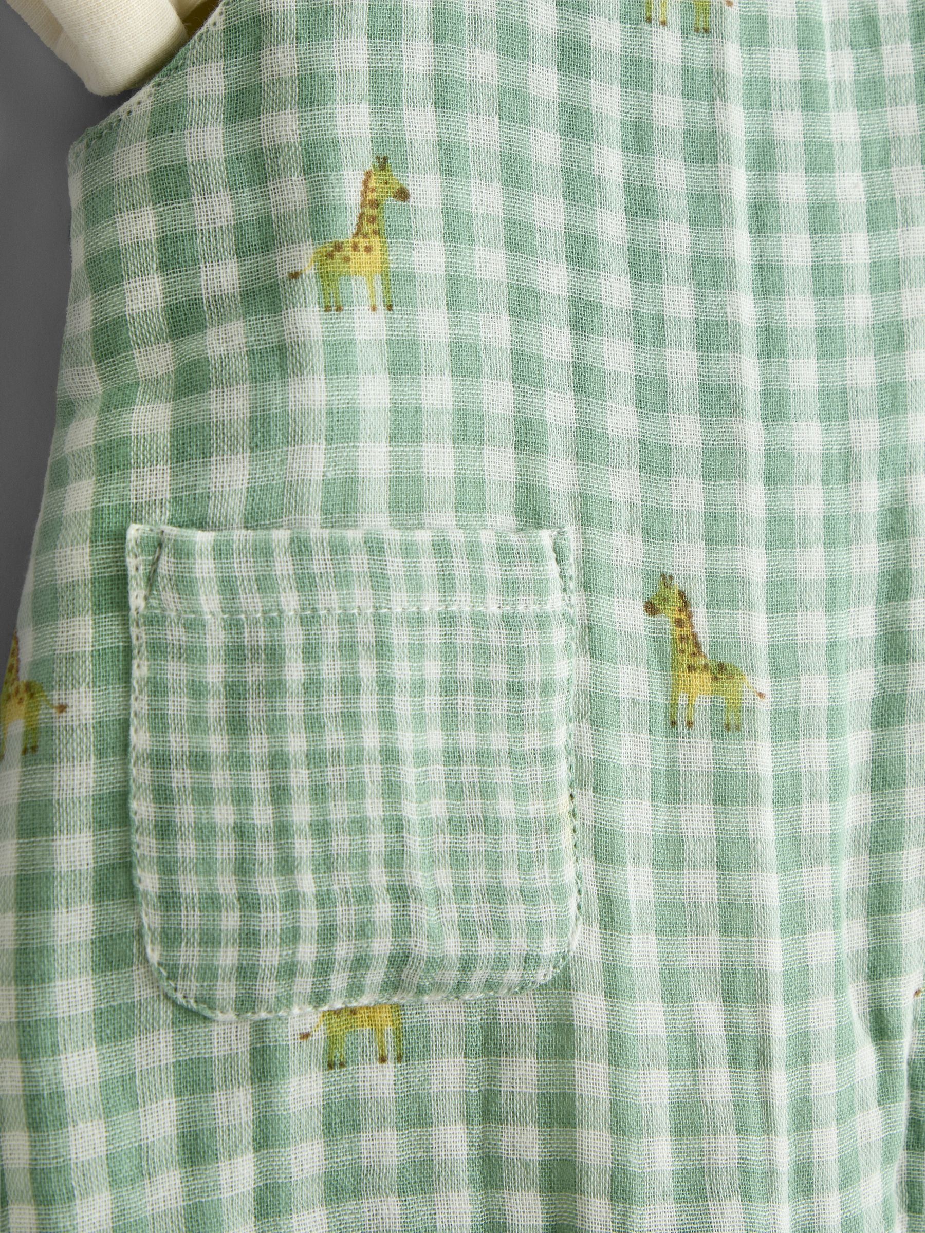 Green Giraffe Checked Dungaree & Body Set - Image 7 of 7