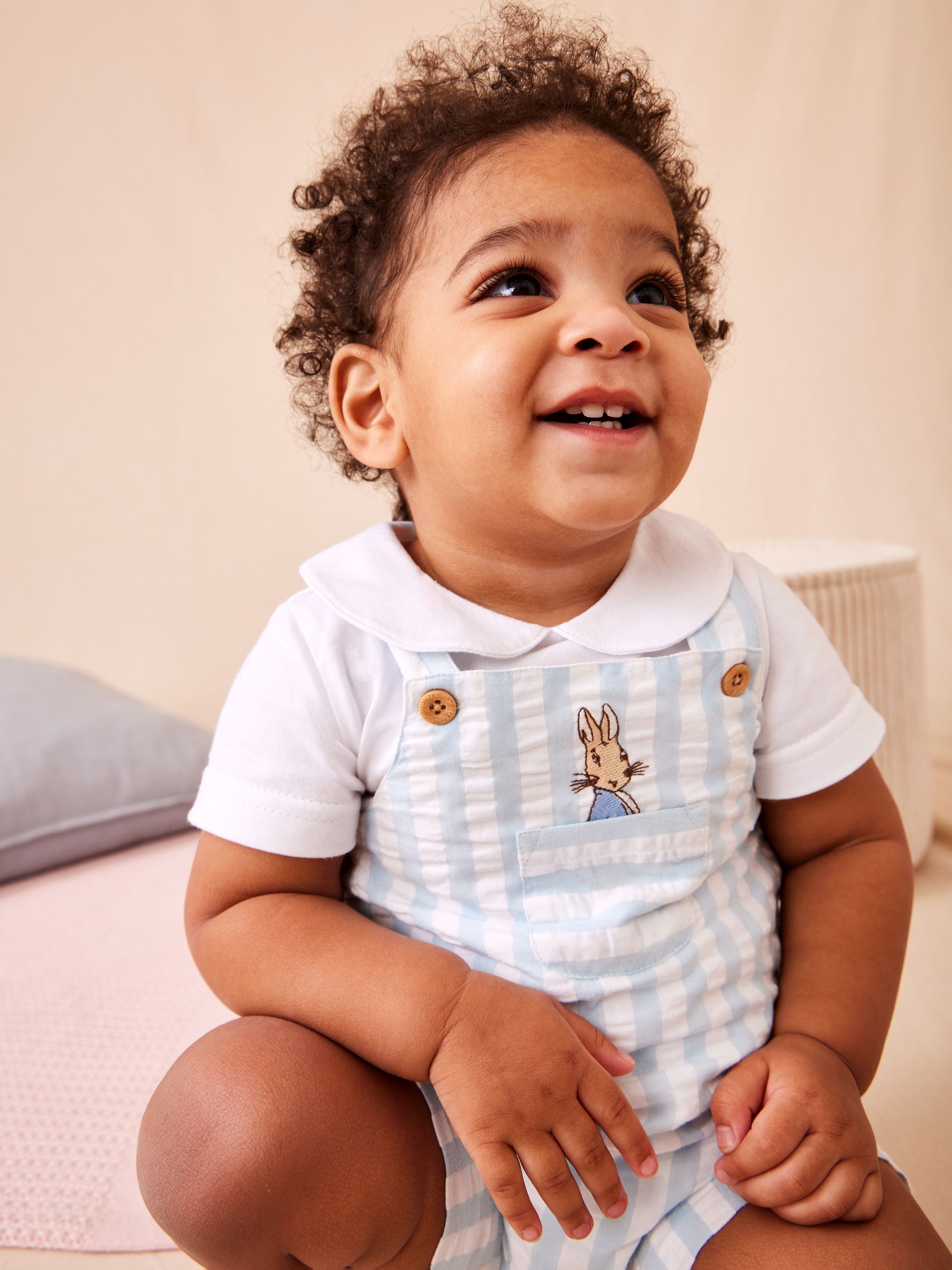 Blue Peter Rabbit™ Stripe Dungaree, Body & Hat Set - Image 1 of 11