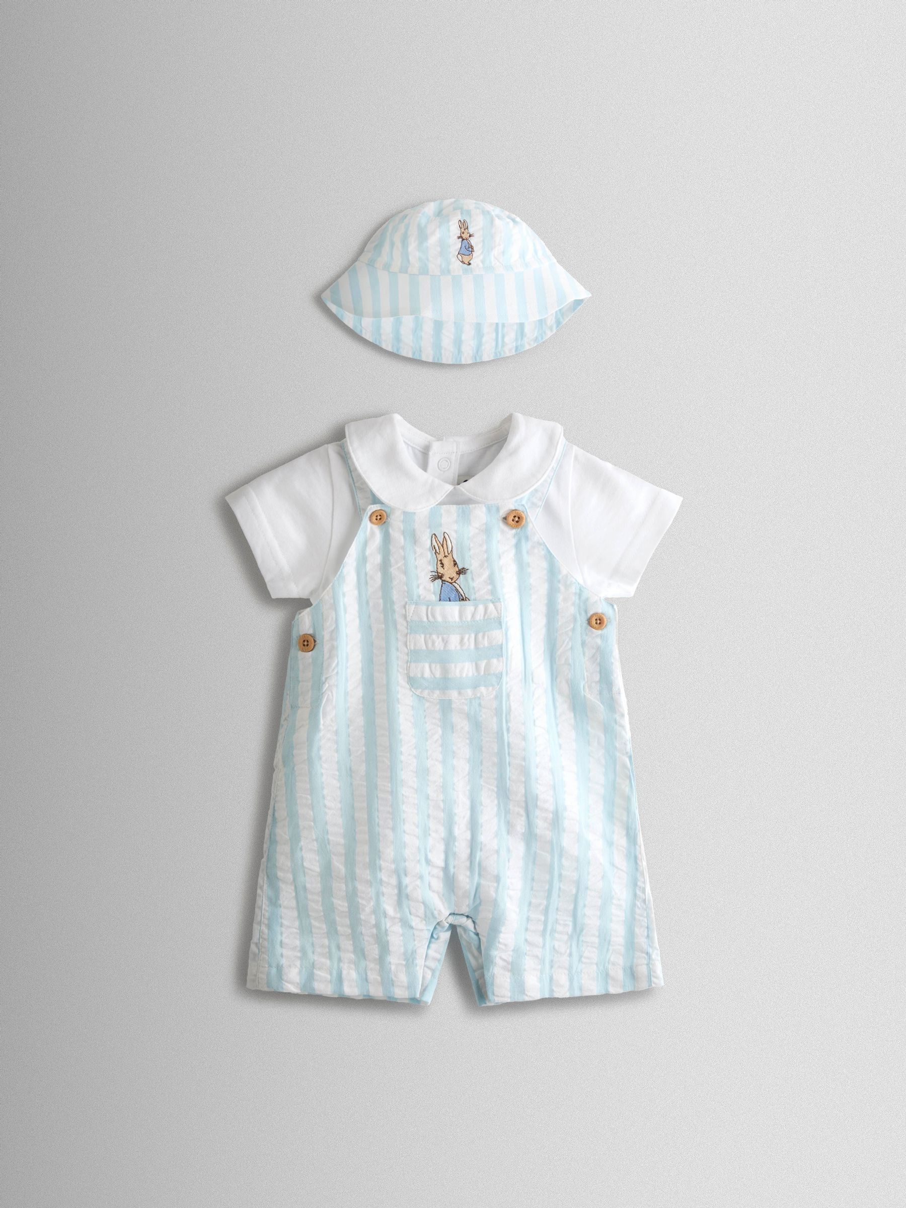 Blue Peter Rabbit™ Stripe Dungaree, Body & Hat Set - Image 2 of 11